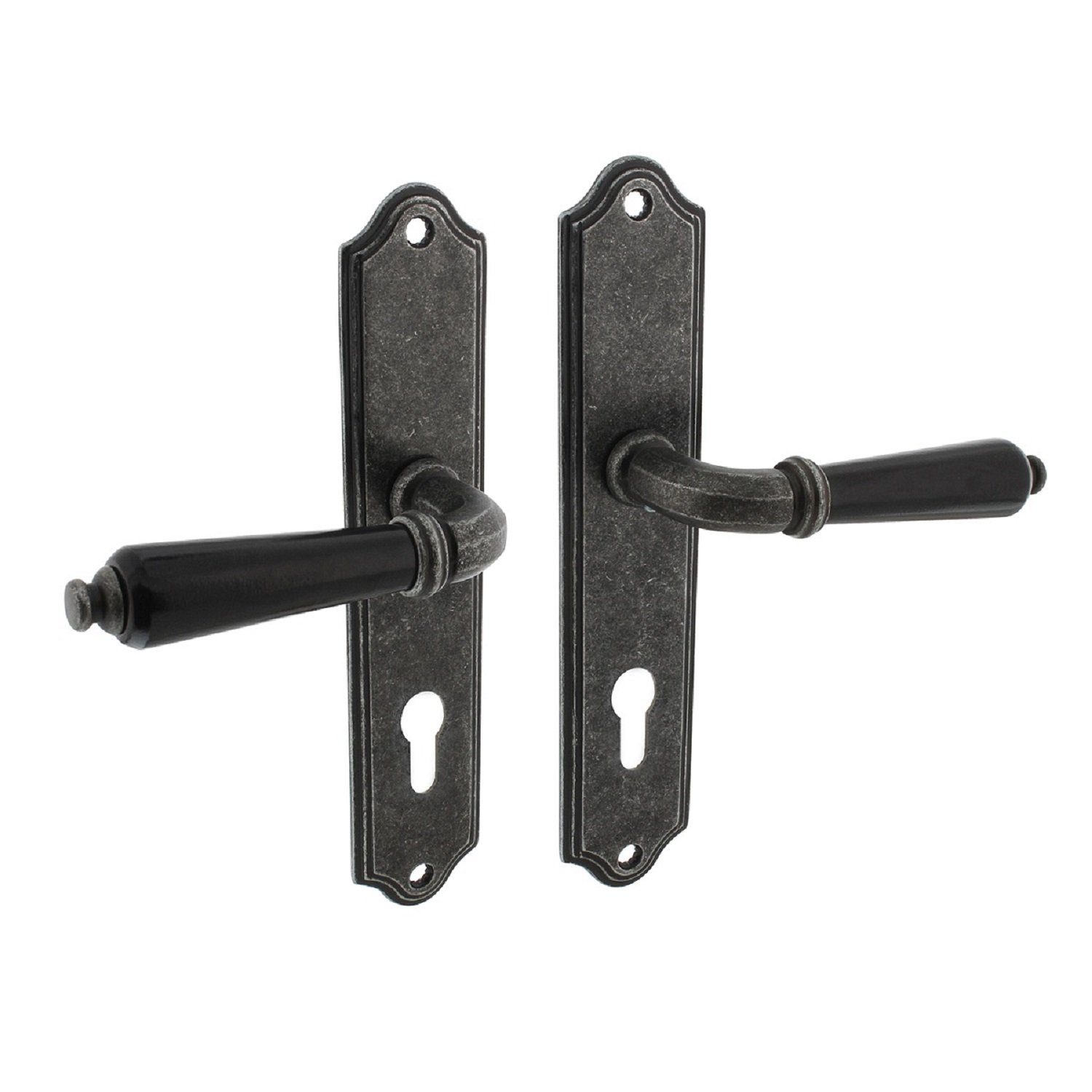 MS Beschläge Türbeschlag Antik Grau Langschild-Türdrücker Griff Schwarz günstig online kaufen