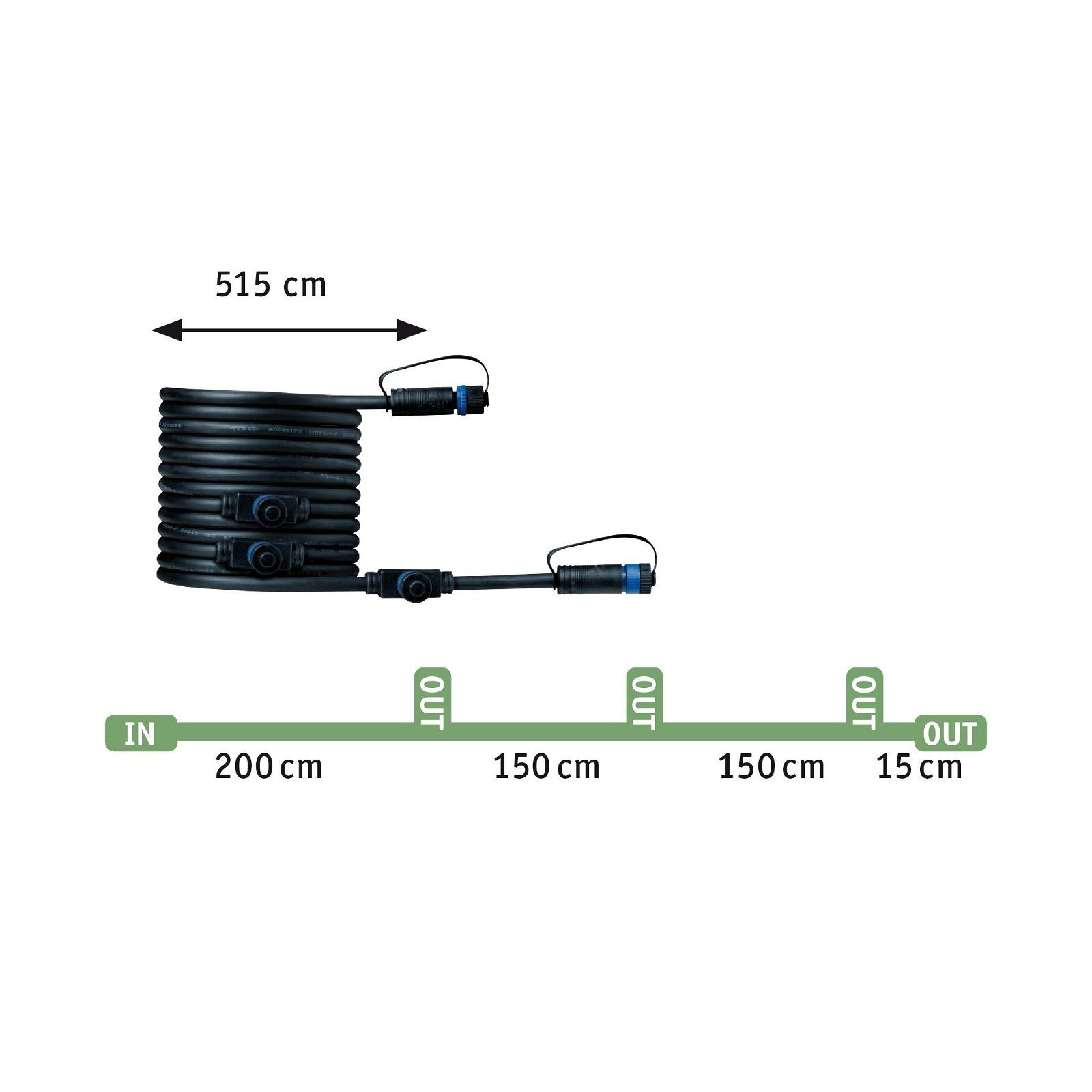 Paulmann LED Gartenstrahler Plug & Shine Kabel 5m 4 Ausgänge IP68 Schwarz, ohne Leuchtmittel – Bild 2 von 3