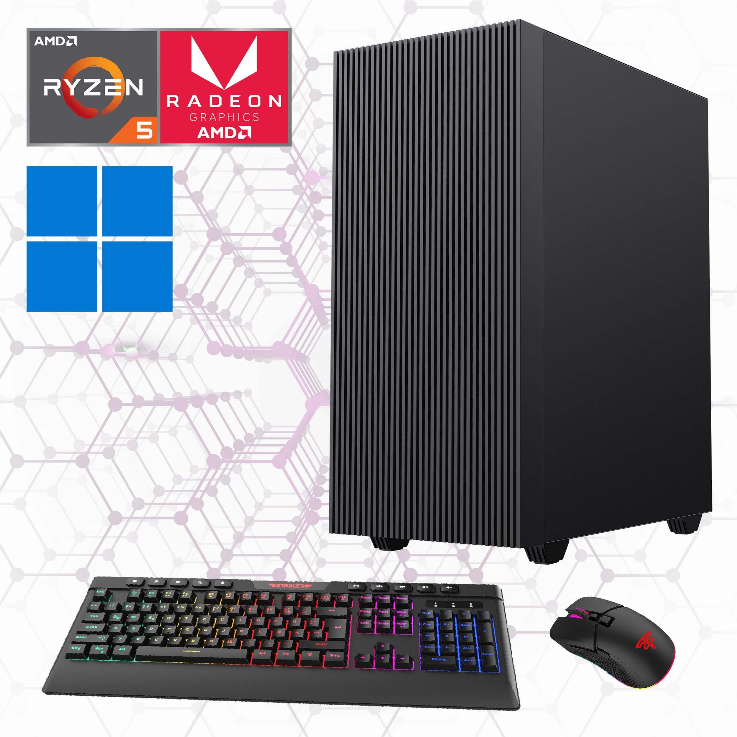 GAMEMAX Home-Office PC Edge PC (AMD Ryzen 5 5600G, 16 GB RAM, 1000 GB SSD,  Luftkühlung, Windows 11)