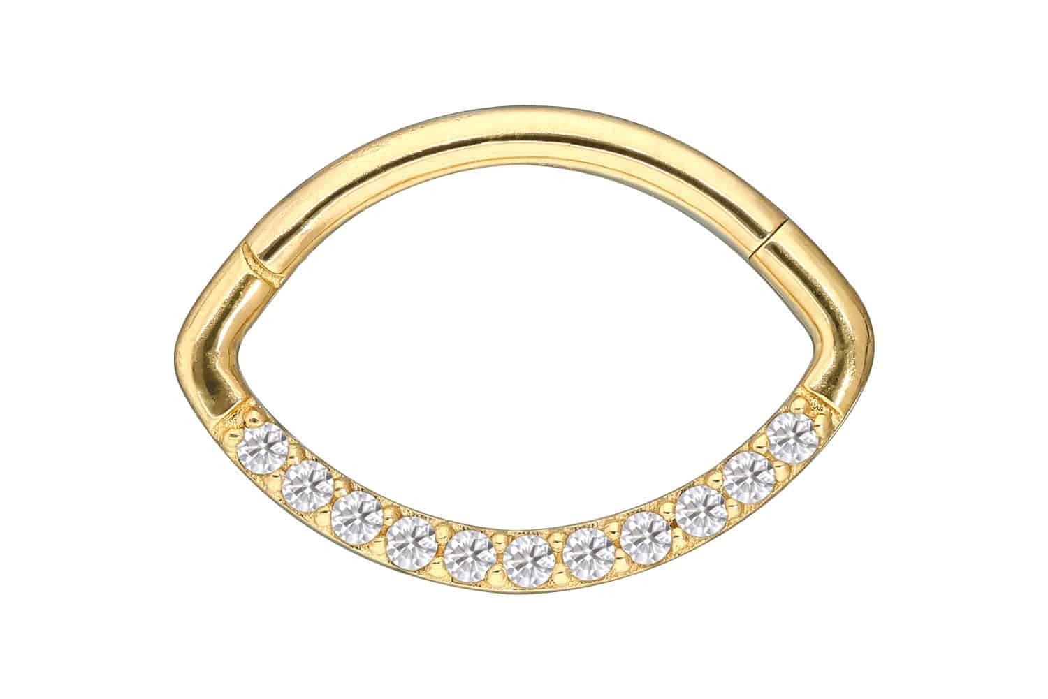 Nasenpiercing 18 Karat Gold Segmentring Clicker EINGEFASSTE MOISSANITE + OVAL