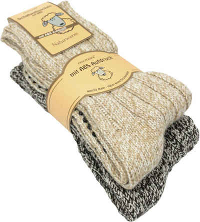 normani Thermosocken 2 Paar Norweger-ABS-Socken mit Schafwolle (Set, 2 Paar) hoher Schafwollanteil