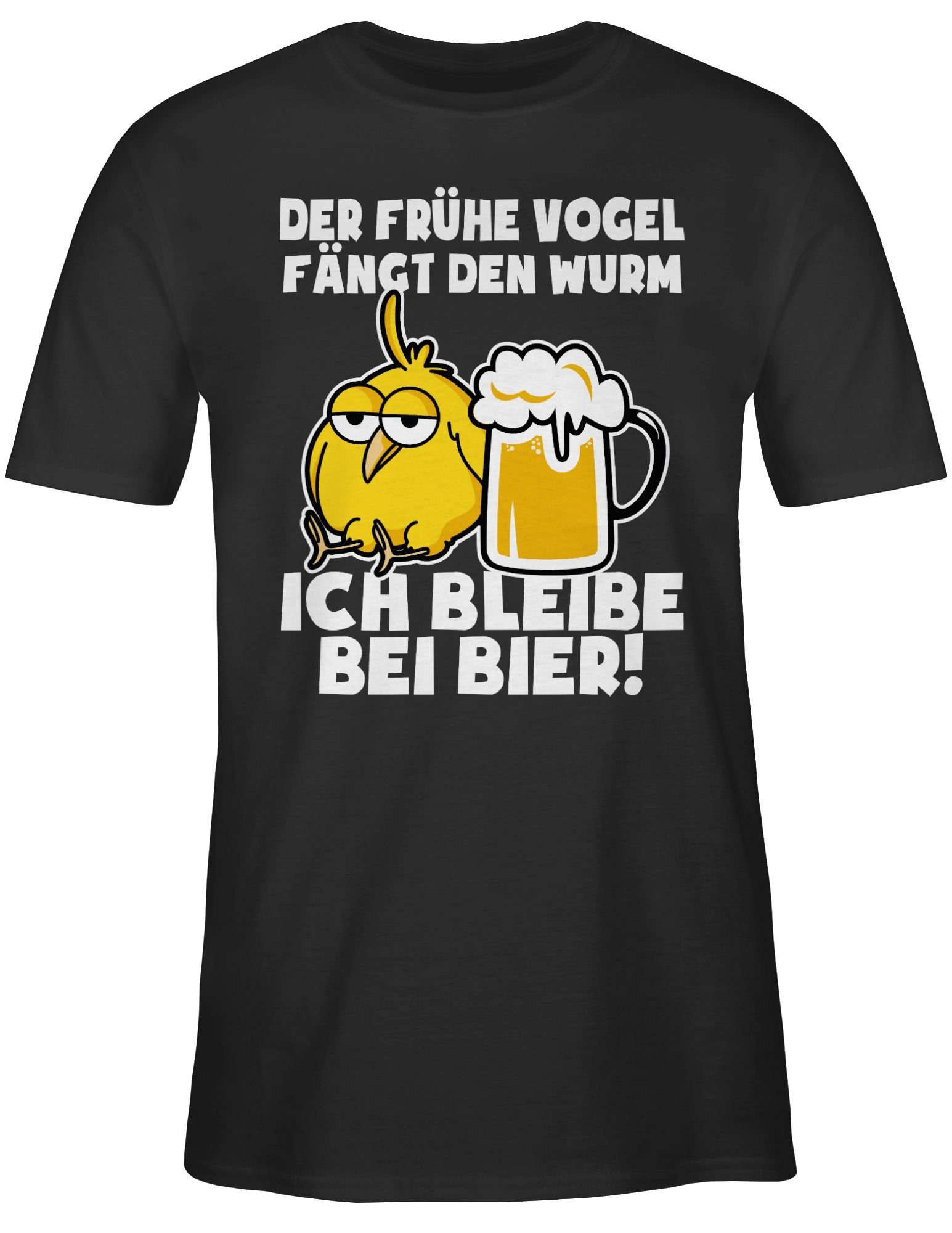 Herren Premium frühe T-Shirt Wurm! T-Shirt alkohol Shirtracer Alkohol weiß - bleibe bei & herren Schwarz Bier! 01 Der Vogel den - shirt Ich Party - fängt Herren