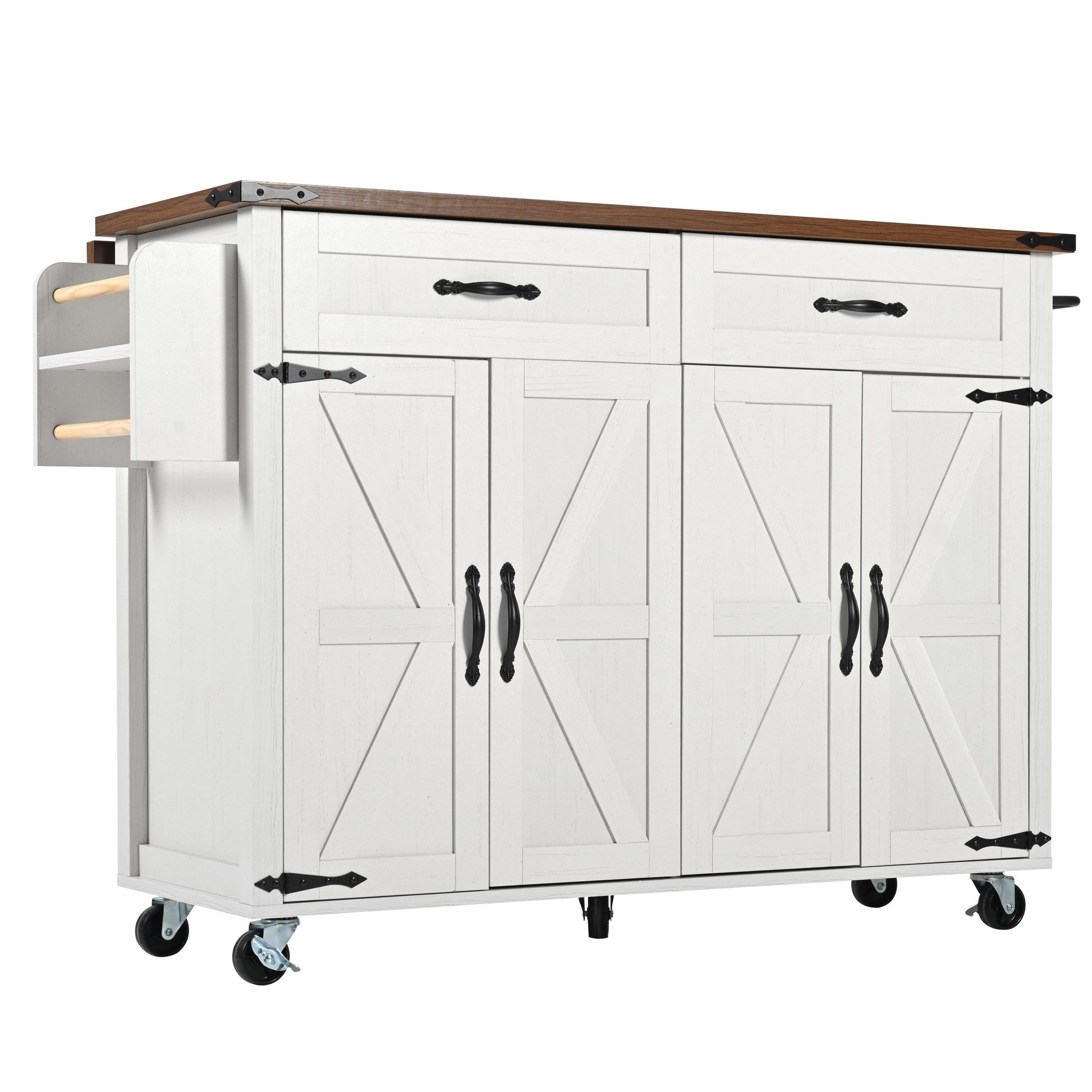 Küchenwagen Servierwagen mit ausziehbarer Arbeitsplatte, 140x45/73x92cm