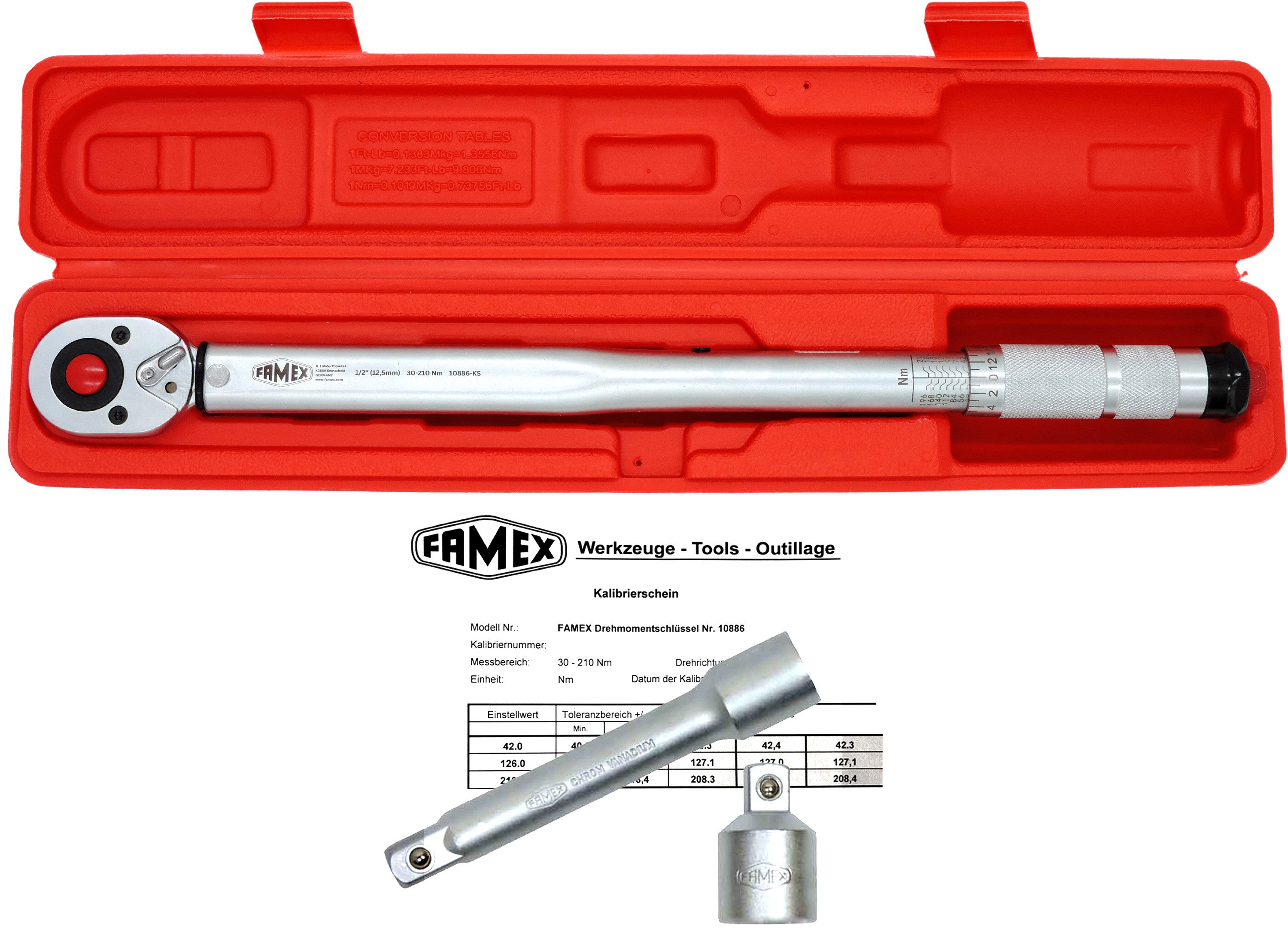 FAMEX Гайкові ключі Drehmoment-Schlüssel-Set 3-tlg. (3 St), (3-tlg)30-210 Nm