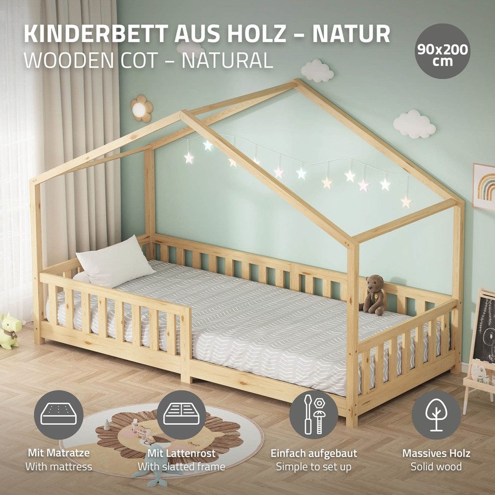 ML-DESIGN Spielbett Hausbett Kinderbett inkl. Lattenrost günstig online kaufen