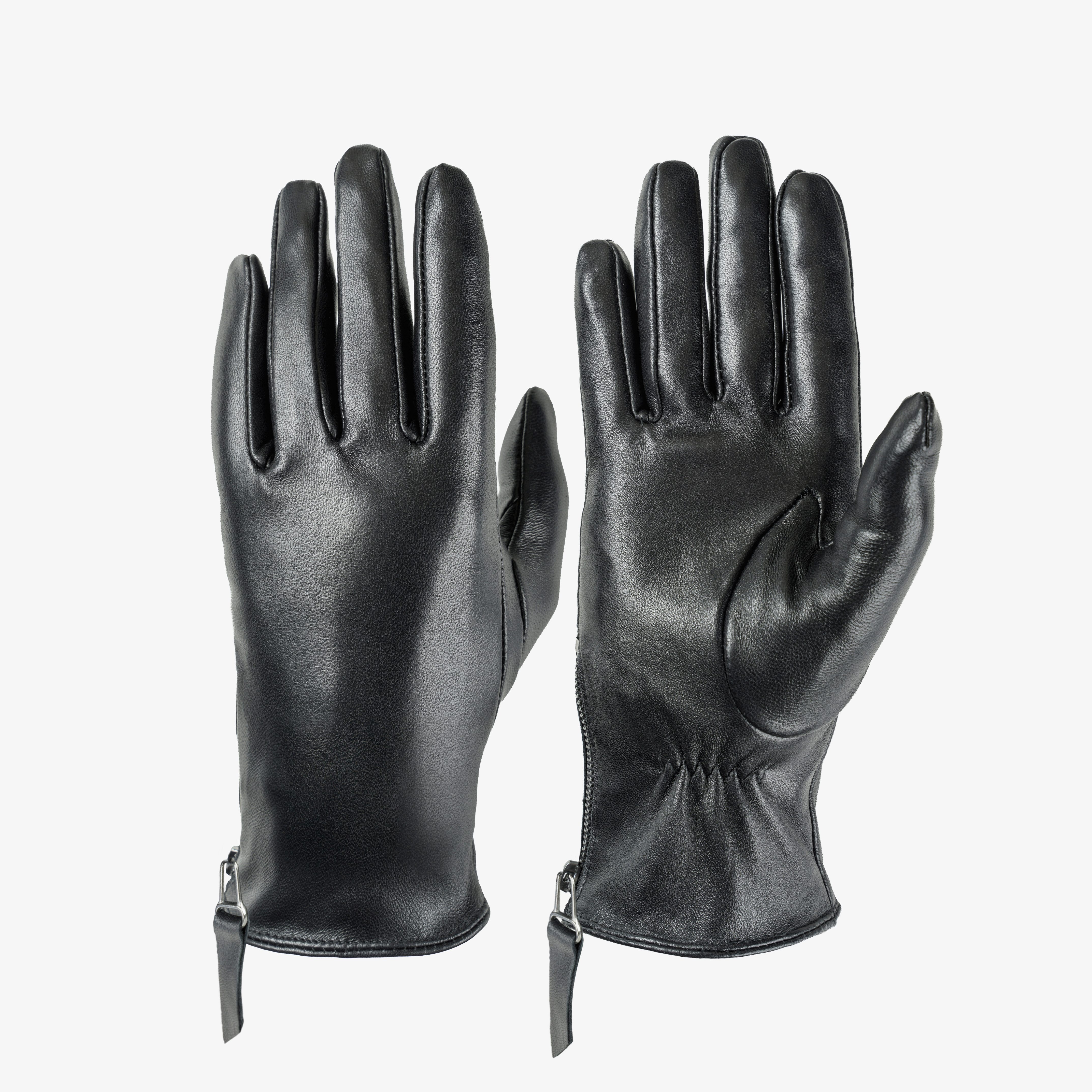 PEARLWOOD Lederhandschuhe FLORA (1 Paar) seitlicher Reißverschluss mit dekorativen Leder
