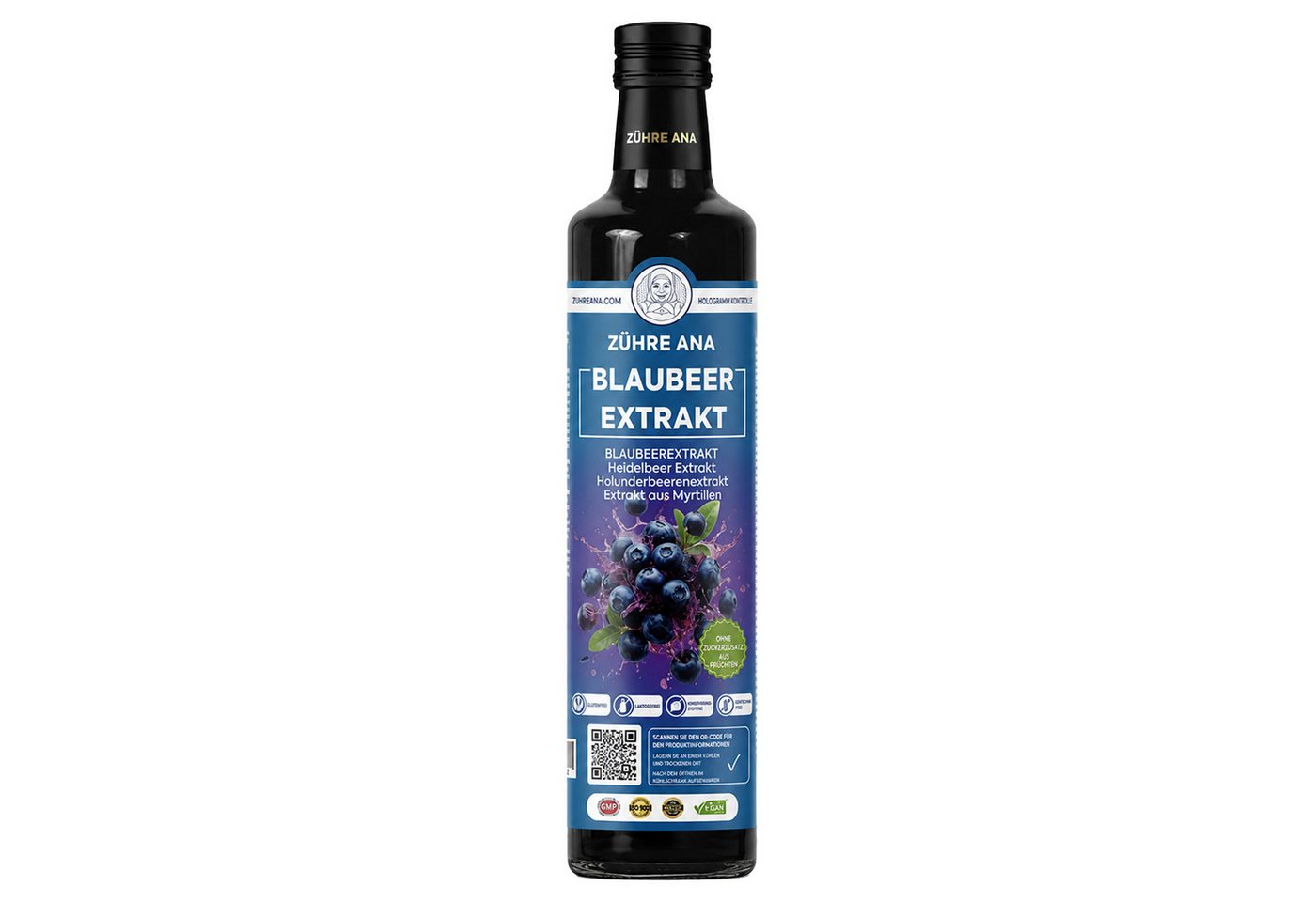 Zühre Ana® Sirup Blaubeerextrakt 640g–100 % Frucht, Konzentrat, Natürlich Aroma, 640 g, Natürliches Aroma und fruchtiger Geschmack Mischverhältnis: 1+5