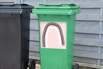 MuchoWow Wandsticker Regenbogen - Minimalismus - Rosa (1 St), Mülleimer-aufkleber, Mülltonne, Sticker, Container, Abfalbehälter