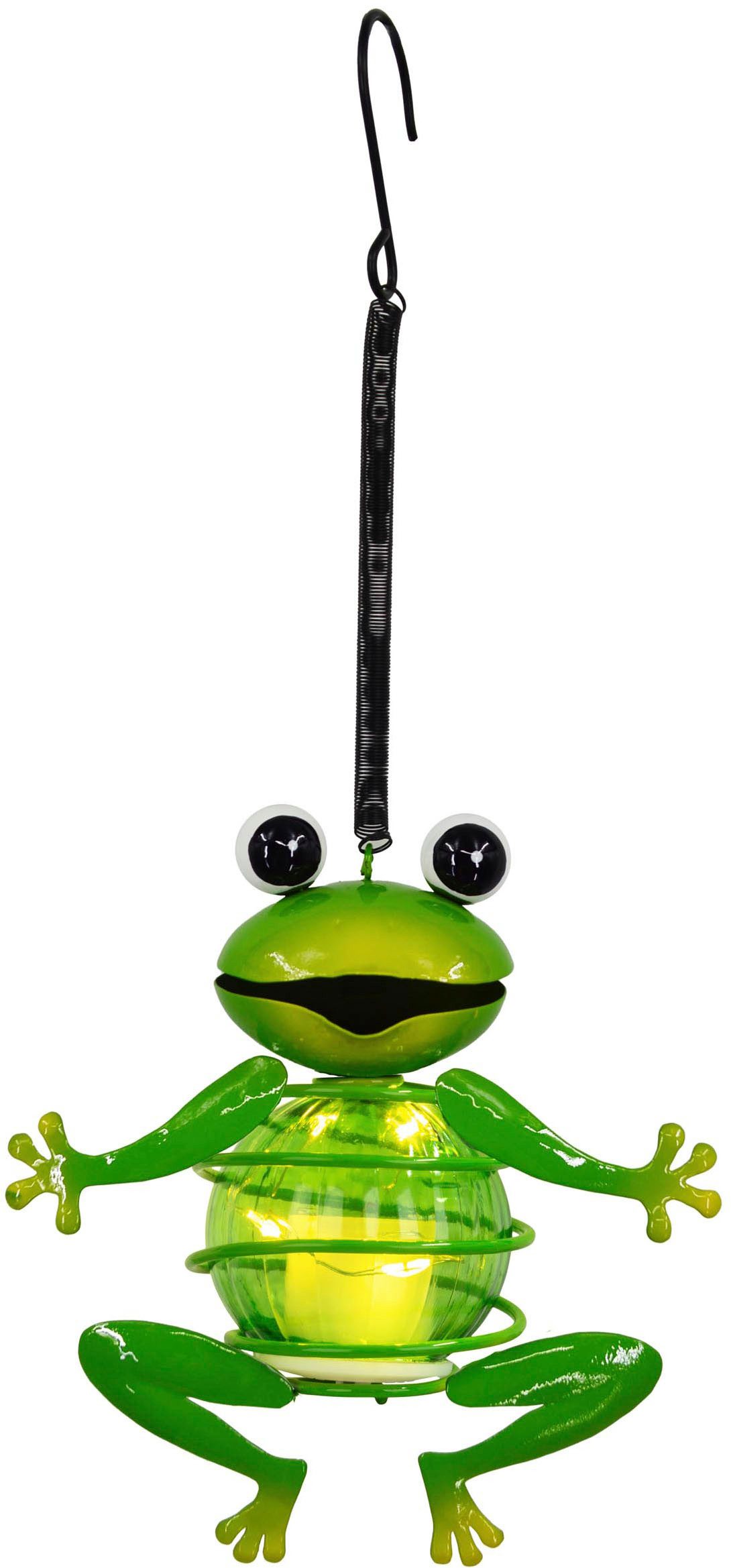 näve LED Solarleuchte 2er Set Solar-Deko-Hängeleuchte "FROSCH", LED fest integriert, Warmweiß, Inkl. Dämmerungssensor – Bild 4 von 5