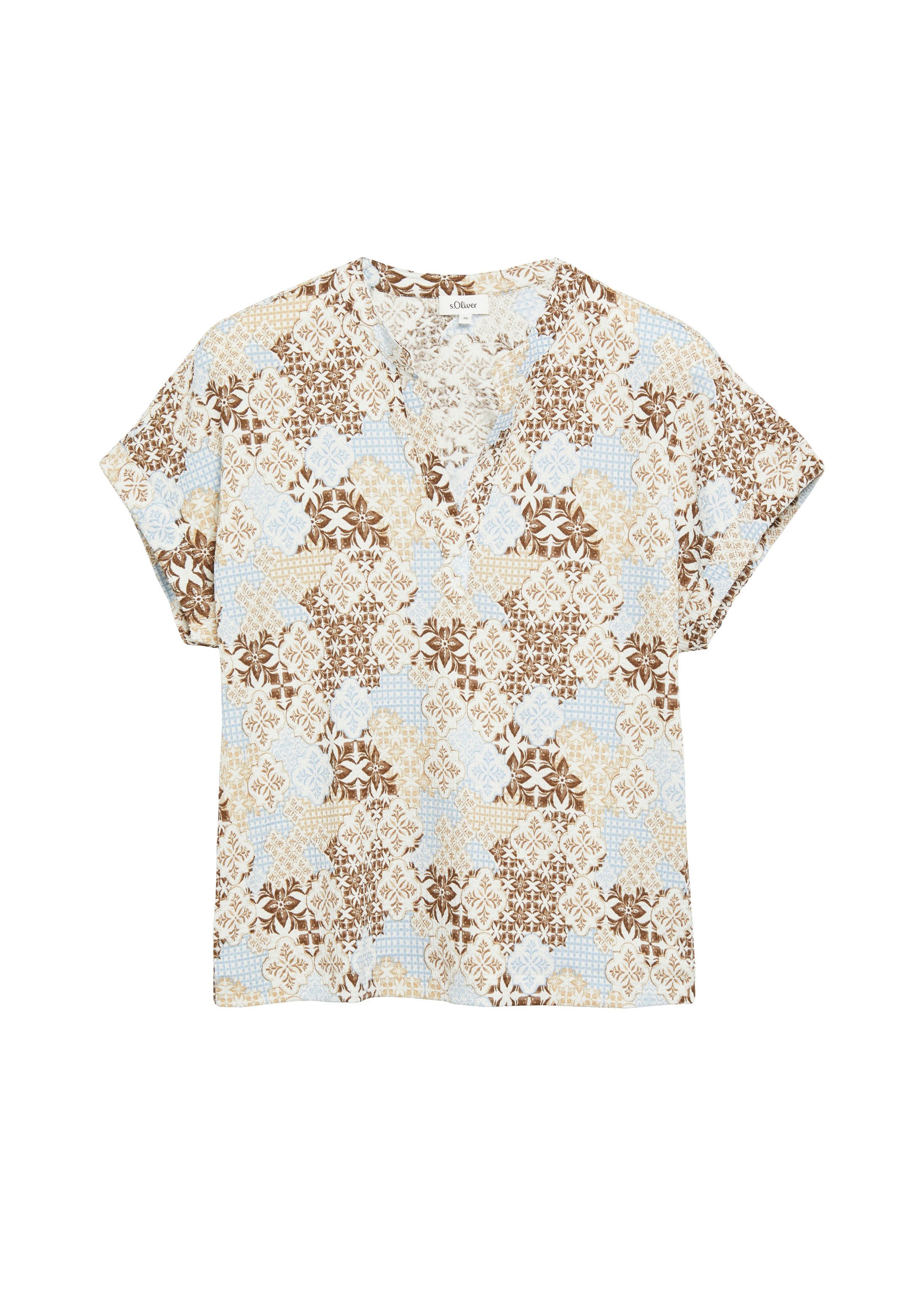 s.Oliver Kurzarmshirt T-Shirt T-Shirt aus Crêpejersey