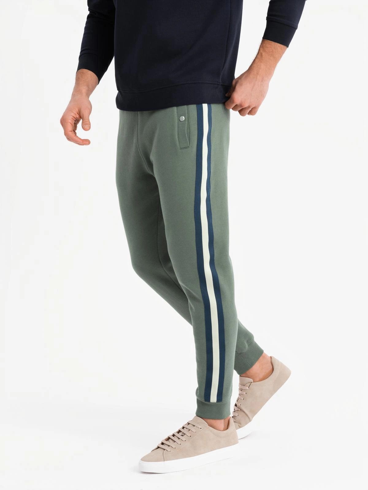 OMBRE Sweathose Sweatpants mit Paspeln und gerippten Beinen