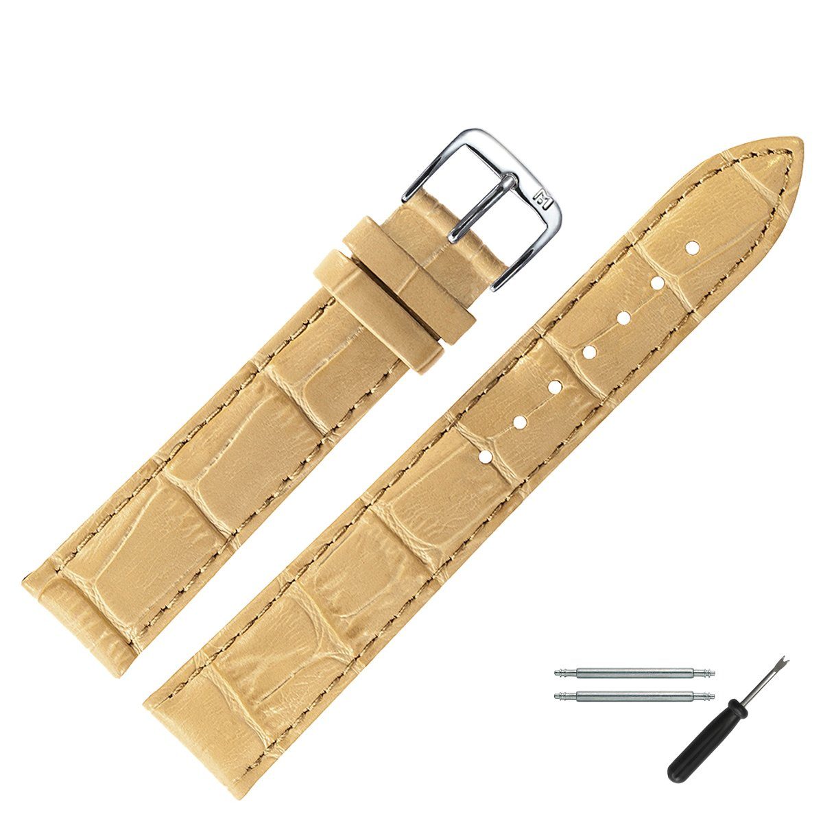 MARBURGER Uhrenarmband 14mm Leder Alligator Prägung günstig online kaufen