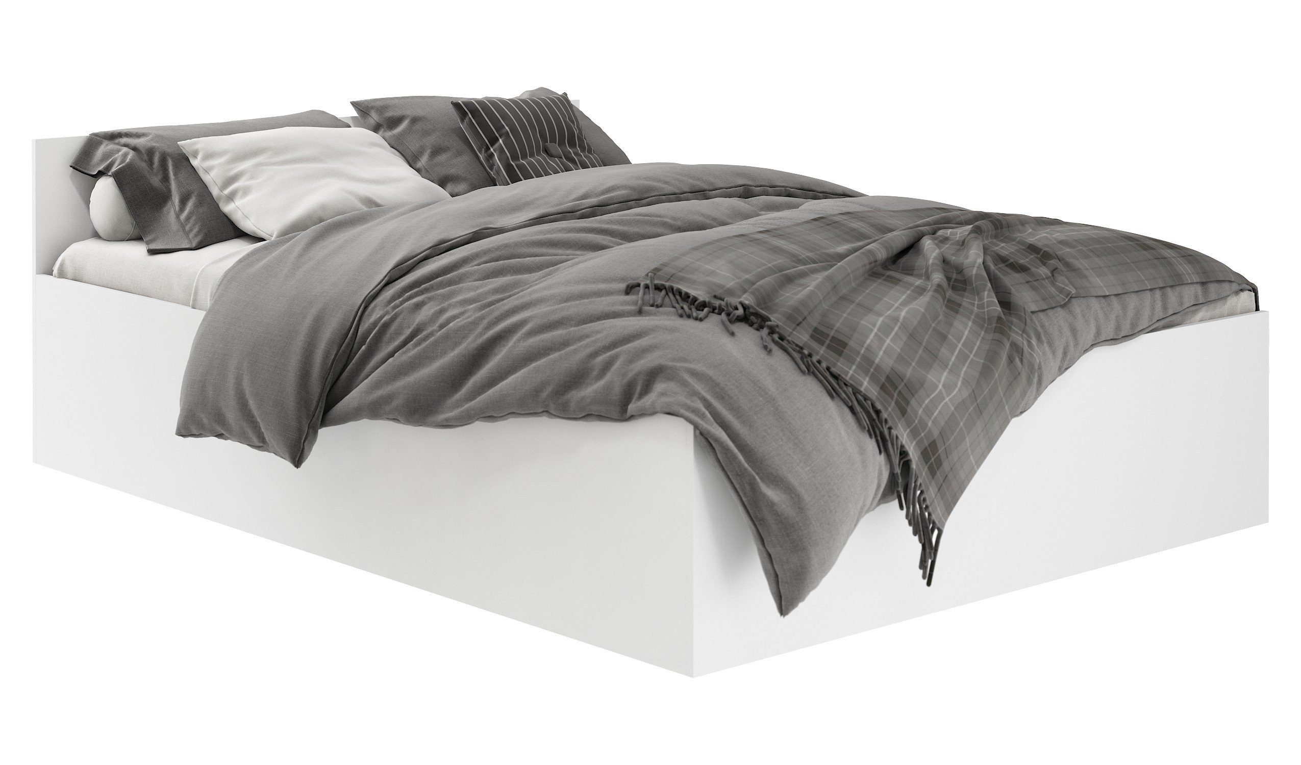 Raumhirsch Furniture Stauraumbett Modernes Holzbett 100x200 cm - Mit praktischem Stauraum - Schlafbett, Weißes Minimalisten-Design, strapazierfähiges Laminat, pflegeleicht