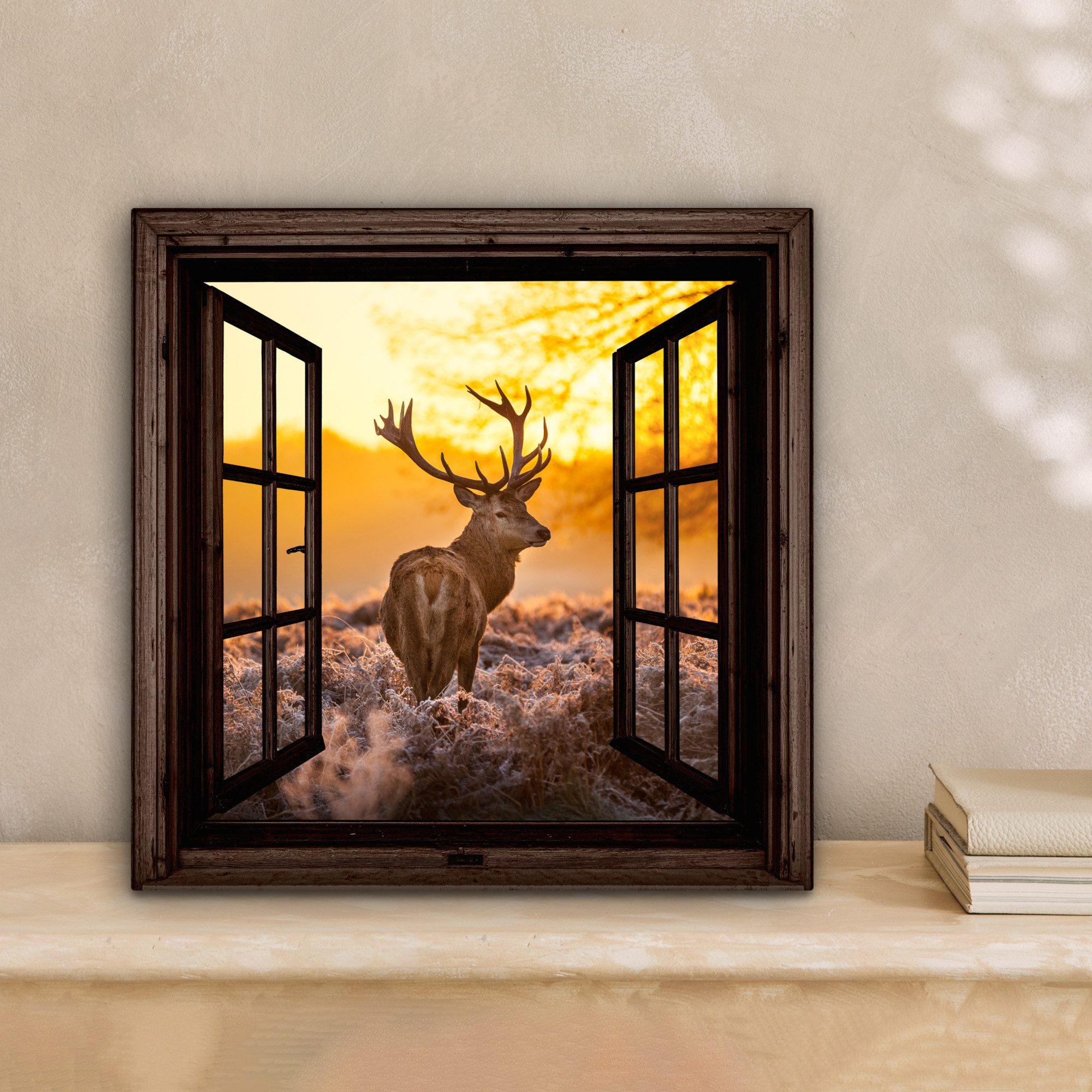 OneMillionCanvasses® Leinwandbild Hirsche - Herbst - Tiere - Natur - Wald - günstig online kaufen