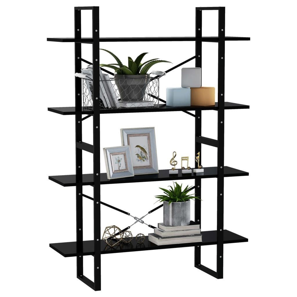 vidaXL Bücherregal NA Bücherregal 4 Fächer Schwarz 100x30x140 cm Spanplatte