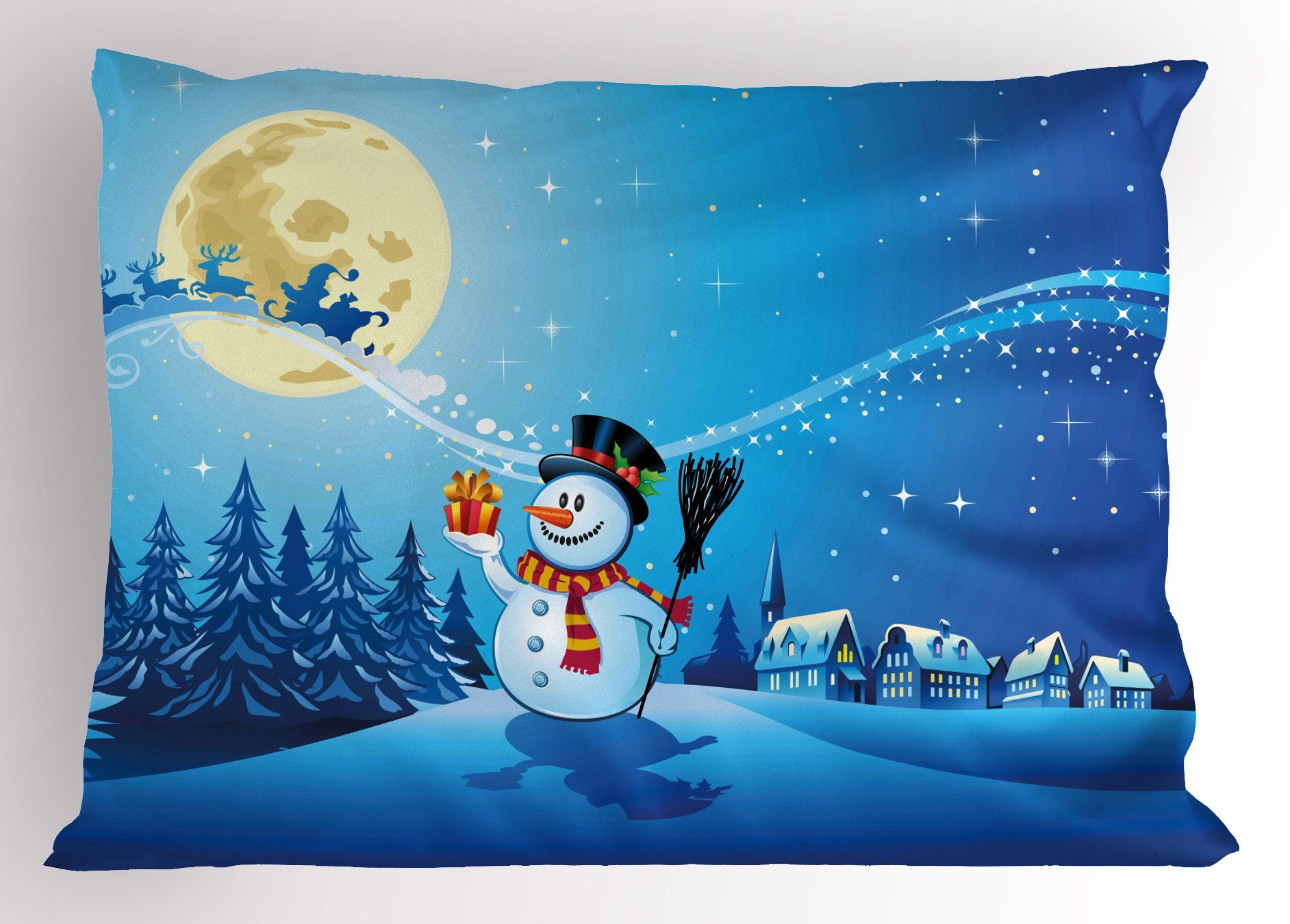 Kissenbezüge Dekorativer Standard Size King Land (1 Kiefern-Mond Abakuhaus Weihnachten Kissenbezug, Snowy Stück), Gedruckter