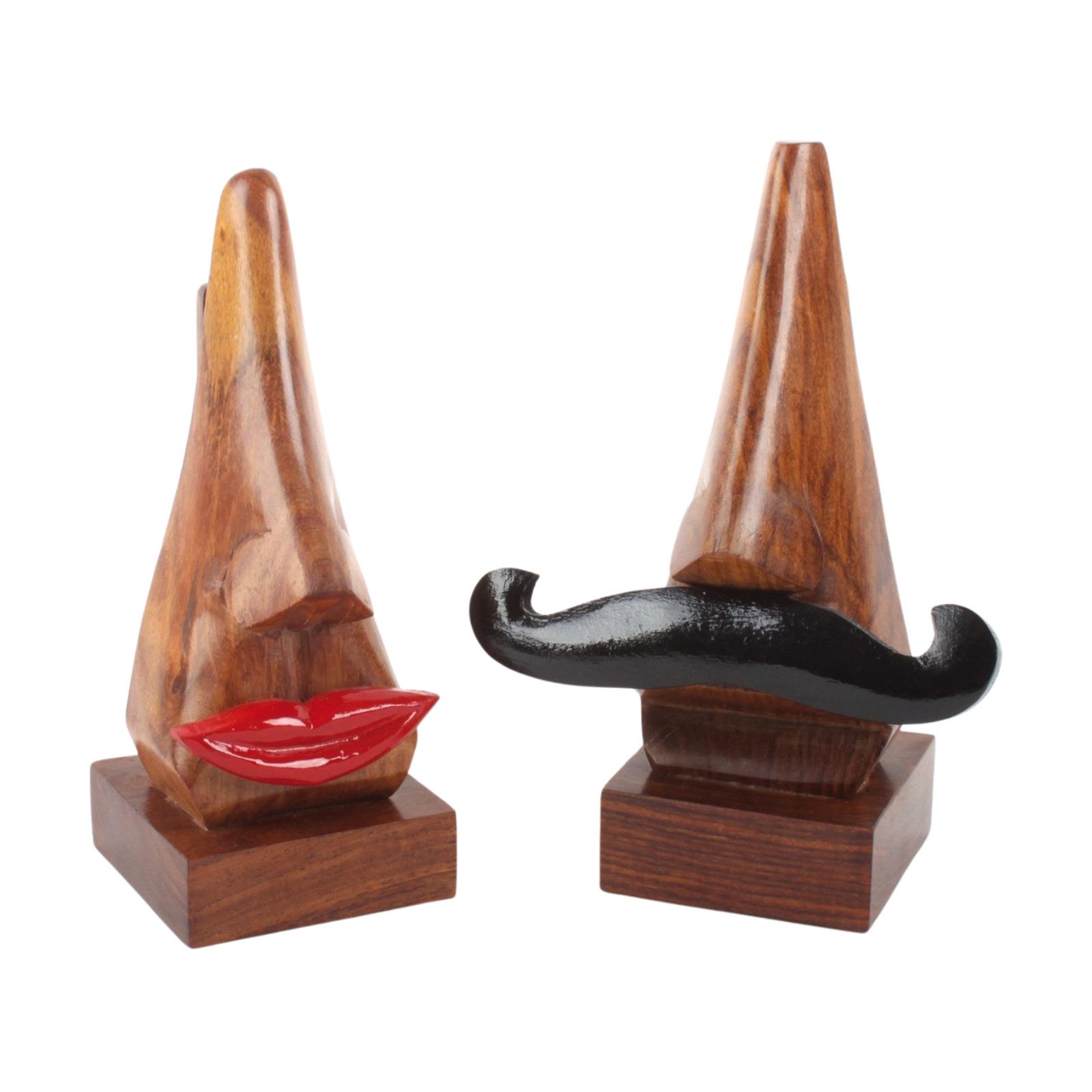 El Puente Brillenetui Charmante Brillenhalter aus Holz im 2er-Set "Mr. und Ms. Nose"
