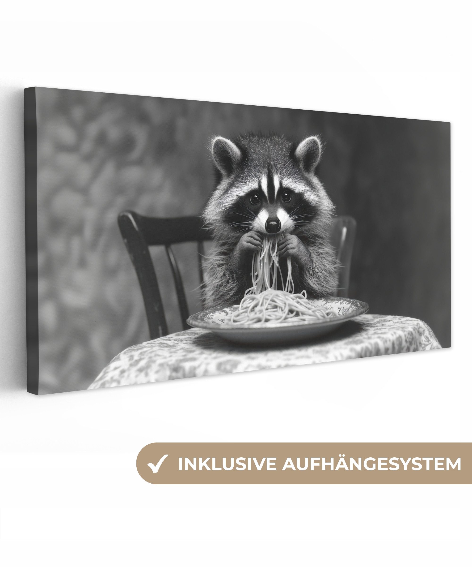 OneMillionCanvasses® Leinwandbild Panorama Waschbär - Niedlich günstig online kaufen