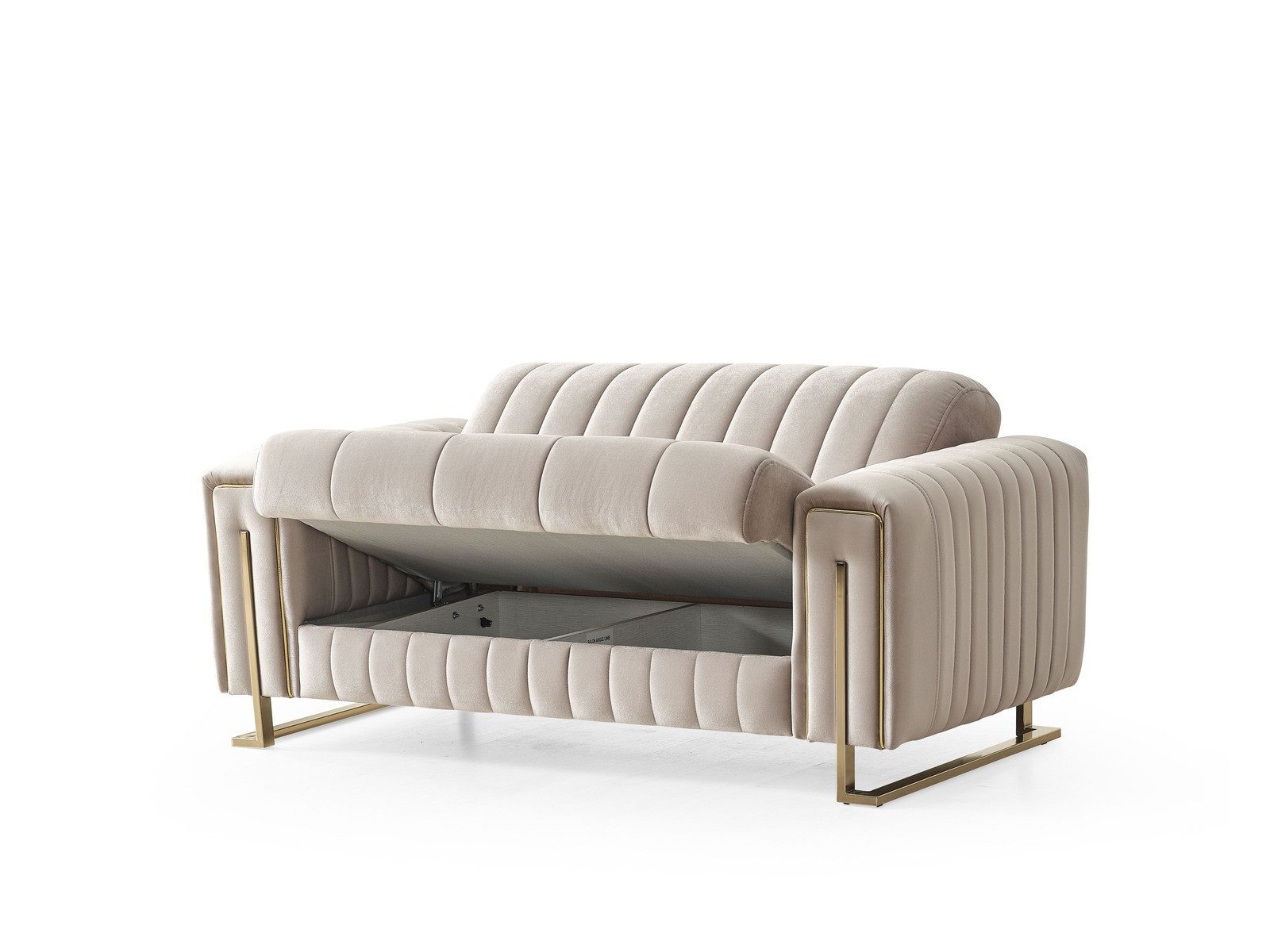 Villa Möbel Polstergarnitur Kochi, (2-tlg. Set, Set besteht aus: 2-Sitzer + Sessel), Beige mit Schlaffunktion durch aufklappbare Sitzfläche