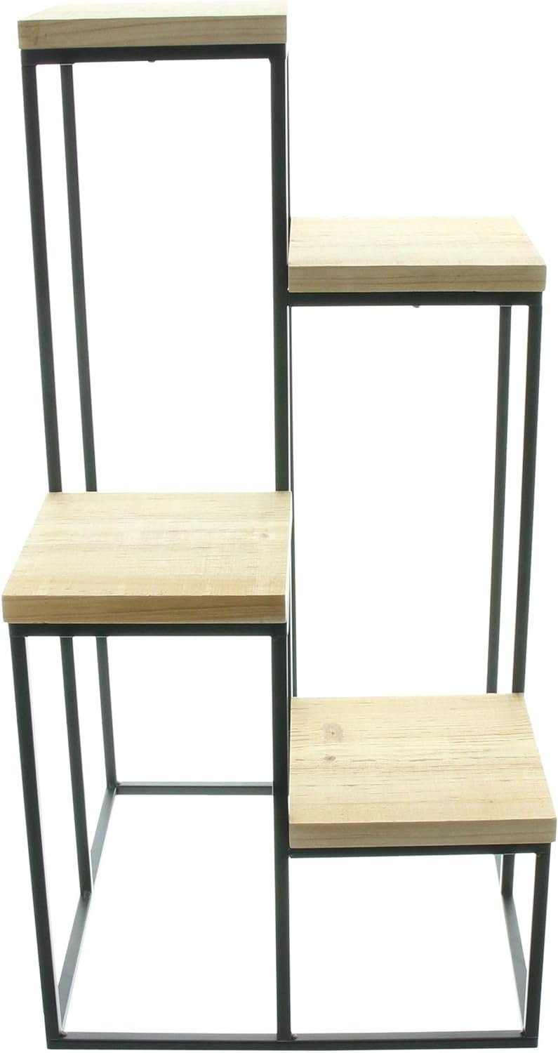 Dekoleidenschaft Stufenregal "Schlicht" aus Metall & Holz, 4 Ebenen, Blumenregal, Pflanzenständer, Dekoregal, Blumentreppe, Pflanzentreppe, Standregal, Blumenhocker