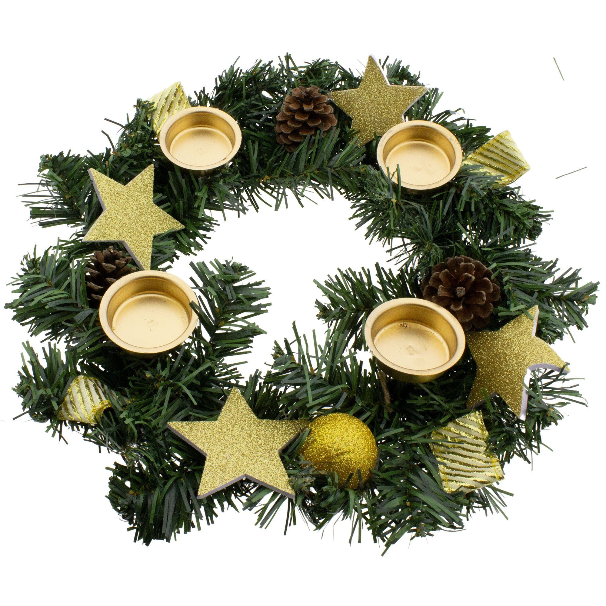 Annastore Adventskranz Adventskranz für Teelichter, fertig dekoriert Ø 30 cm, inkl. 4 Teelichtern – Bild 2 von 2