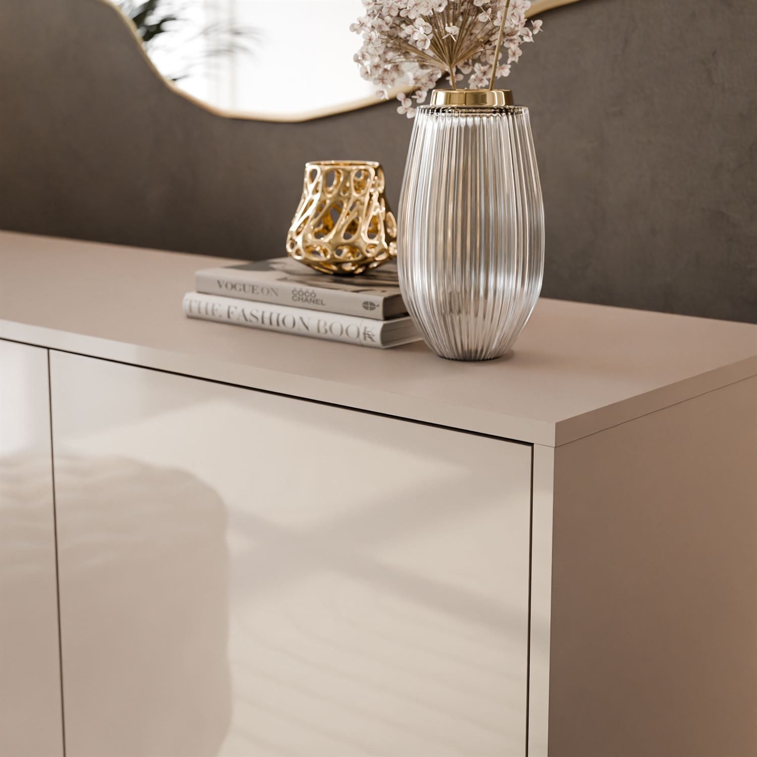 Lookway Kommode wandhängend SANAYI Kaschmir mit Hochglanzfronten