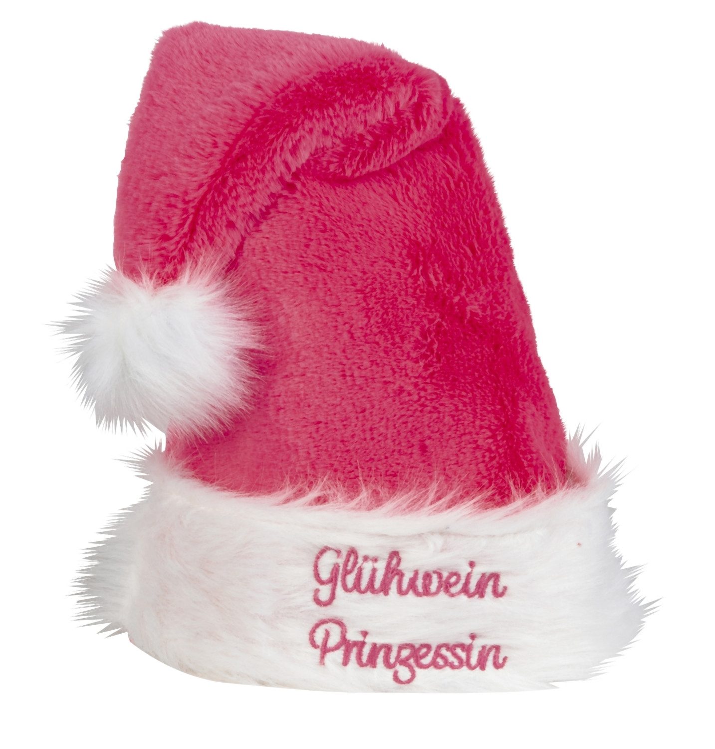 Mel-O-Design Bommelmütze Nikolausmütze "Glühwein Prinzessin" Weihnachts Kostüm (Weihnachts Mütze, Pink) mit lustiger Stickerei