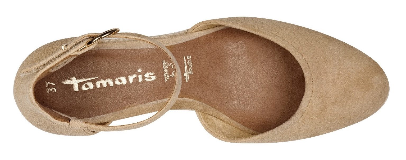Tamaris Keilpumps, Keilabsatz, Schlupfschuh, Riemchensandale mit modischem Jute-Besatz