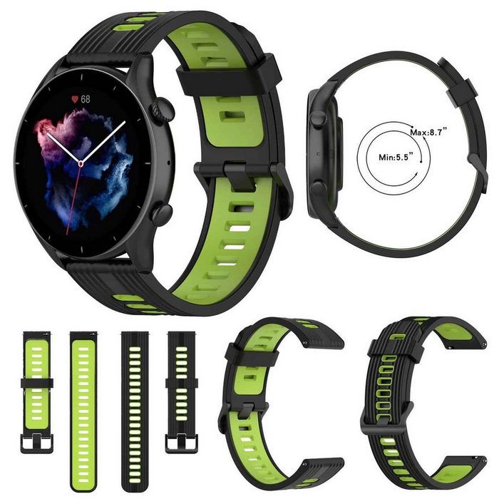 Wigento Smartwatch-Armband Für Amazfit GTR 4 / GTS 4 Watch Uhr Kunststoff / Silikon Armband Ersatz Arm Band Ersatz Schwarz / Grün