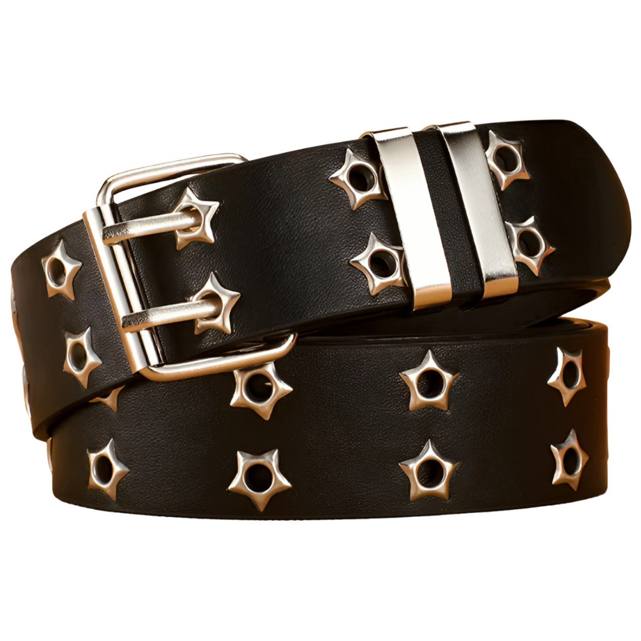 Ware aus aller Welt Nietengürtel Doppeldorn Retro Jeansgürtel Damen Gürtel mit Sternnieten