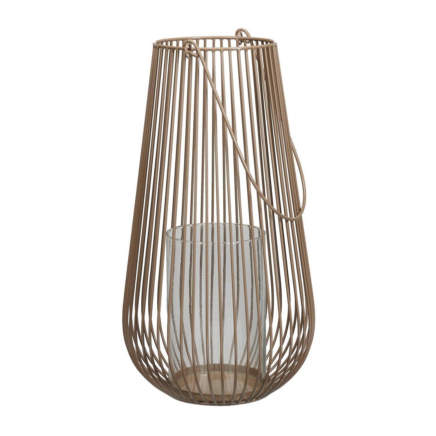 Koopman Windlicht Laterne BUGGY, H 47 cm, Beige, Eisen, (1 St), mit Glaseinsatz