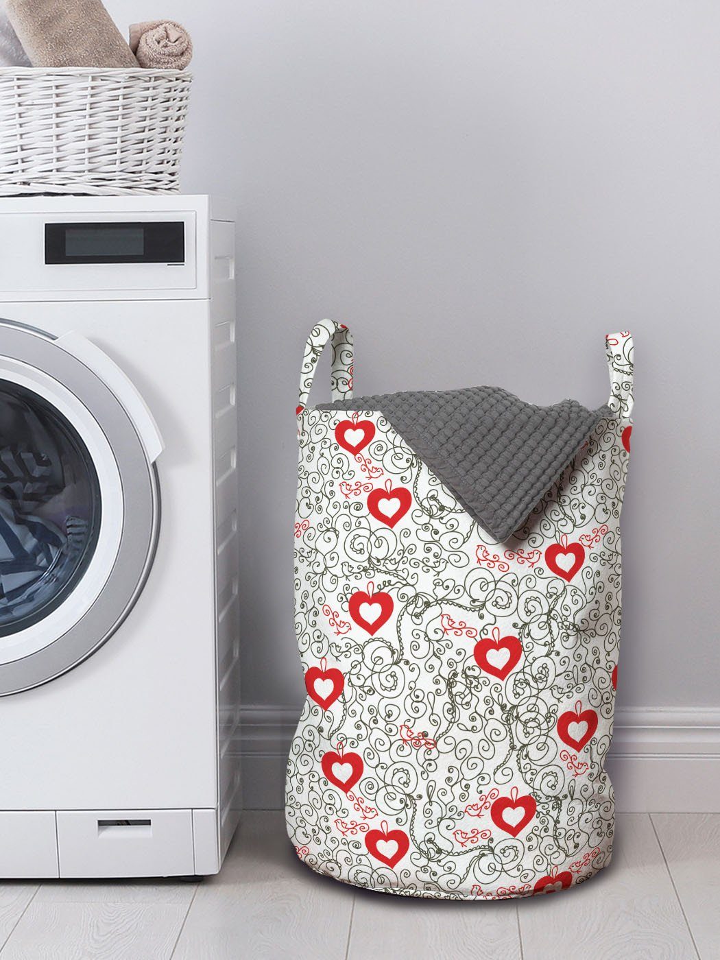 Abakuhaus Romantisches Wäschekorb für Griffen Deftige Kordelzugverschluss mit Waschsalons, Valentines Wäschesäckchen