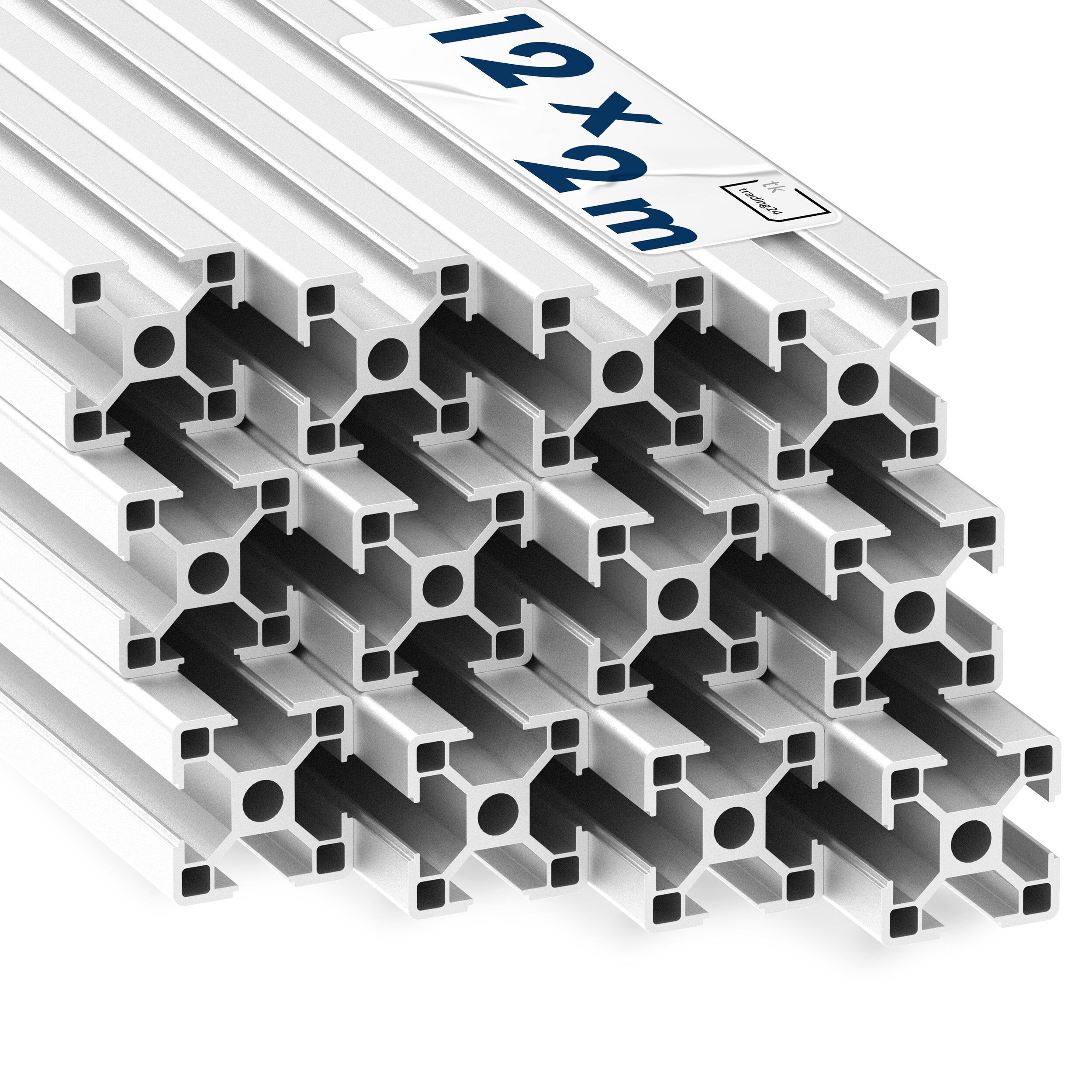 Profil 12x Alu Profil 30x30mm 2m System-, Montage-, Konstruktionsprofil Nut 8