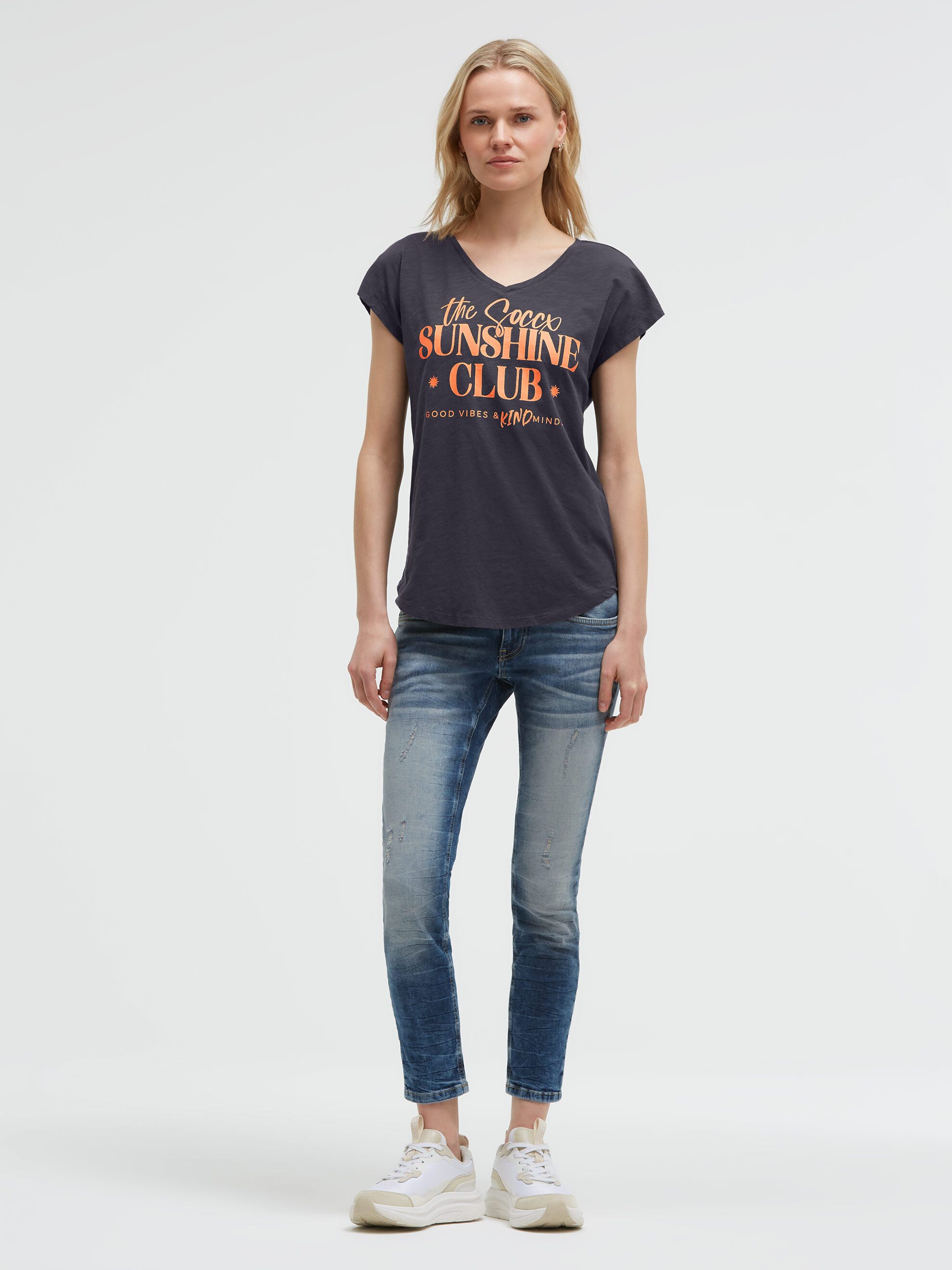 SOCCX V-Shirt mit überschnittener Schulter