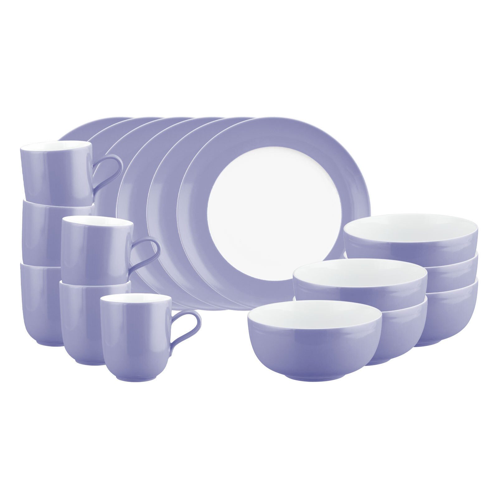Seltmann Weiden Frühstücks-Geschirrset Liberty Pure Colors Frühstücks-Set 18er Set (18-tlg), 6 Personen, Porzellan