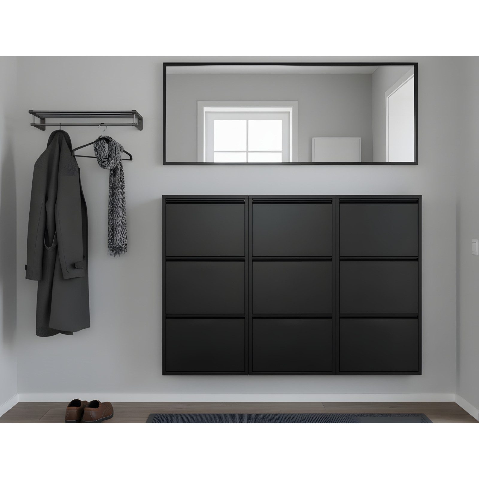 ebuy24 Schuhschrank Pisa Schuhschrank mit 9 Klappen/Türen in Metall sc