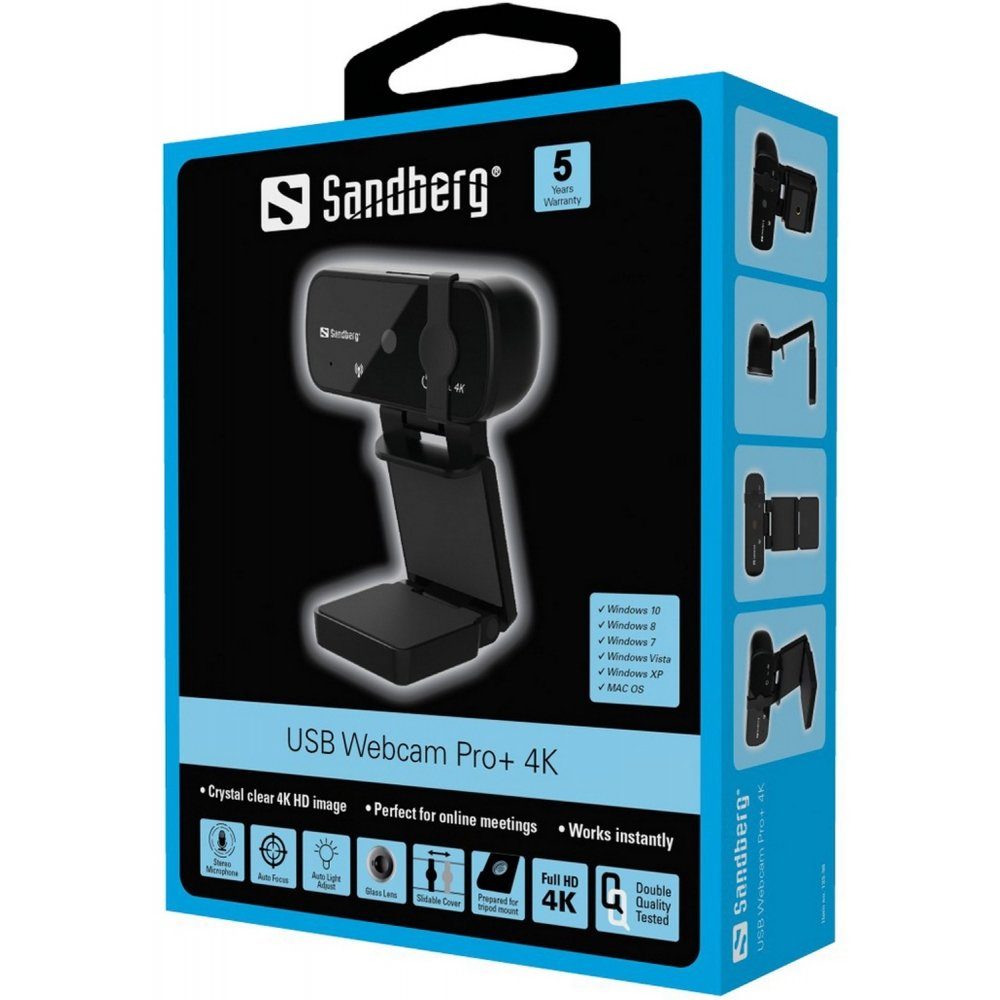 Sandberg Pro+ 4K - Webcam - Webcam schwarz