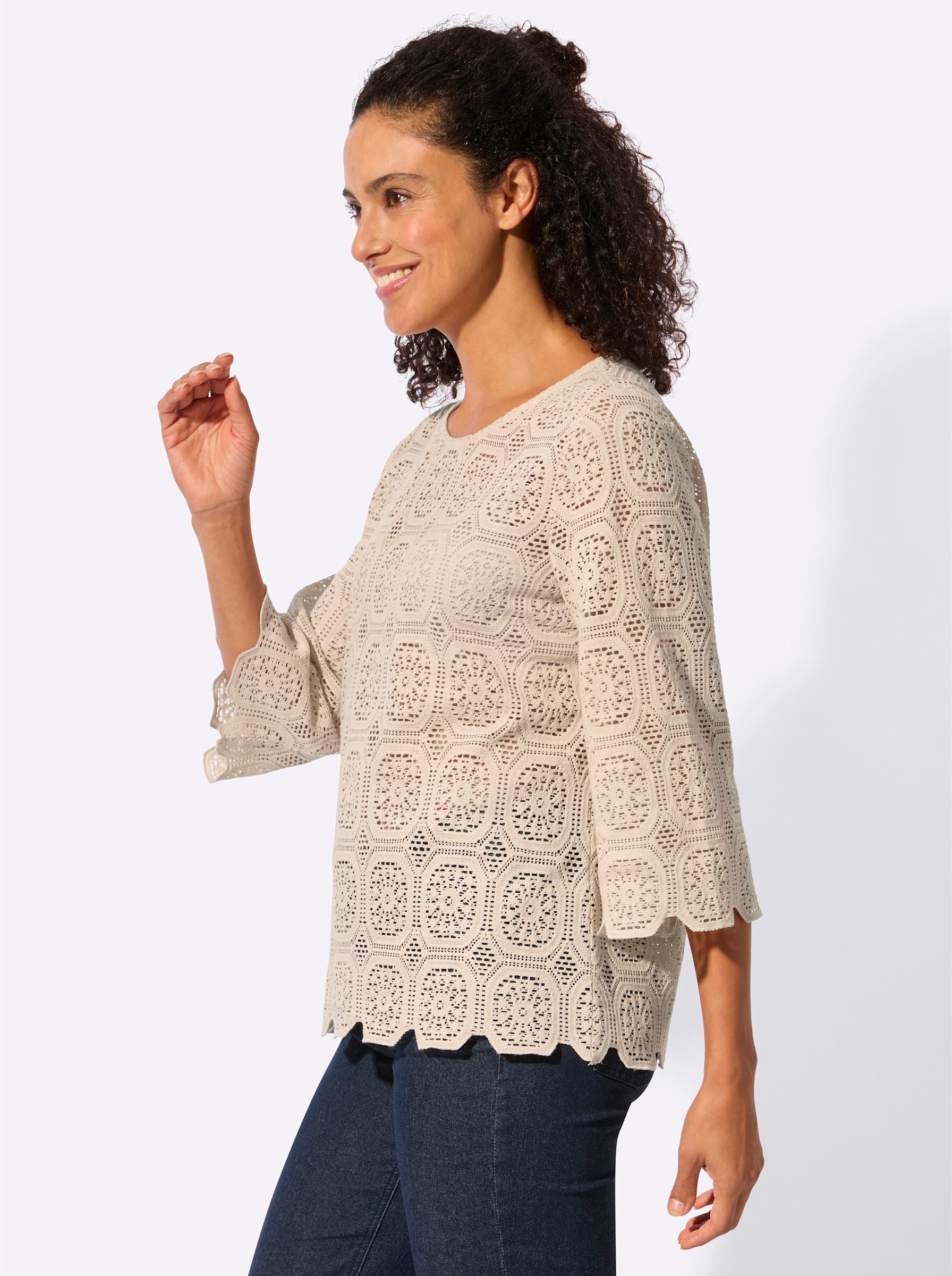 Witt Klassische Bluse Spitzentunika 3/4-Arm