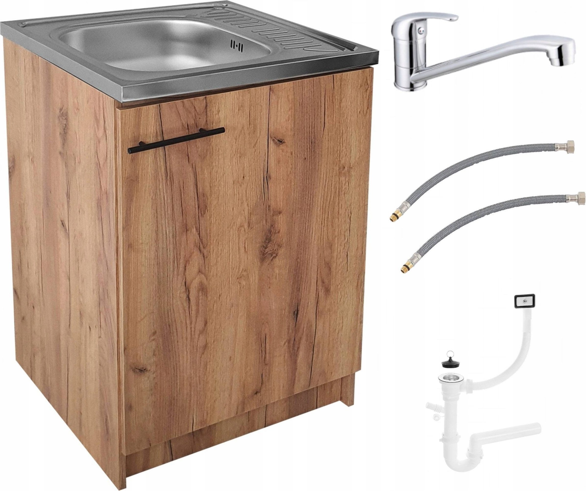 STAMAR Spülenschrank Küchenschrank 60cm Eiche Gold Spüle Abtropf Armatur Ch günstig online kaufen