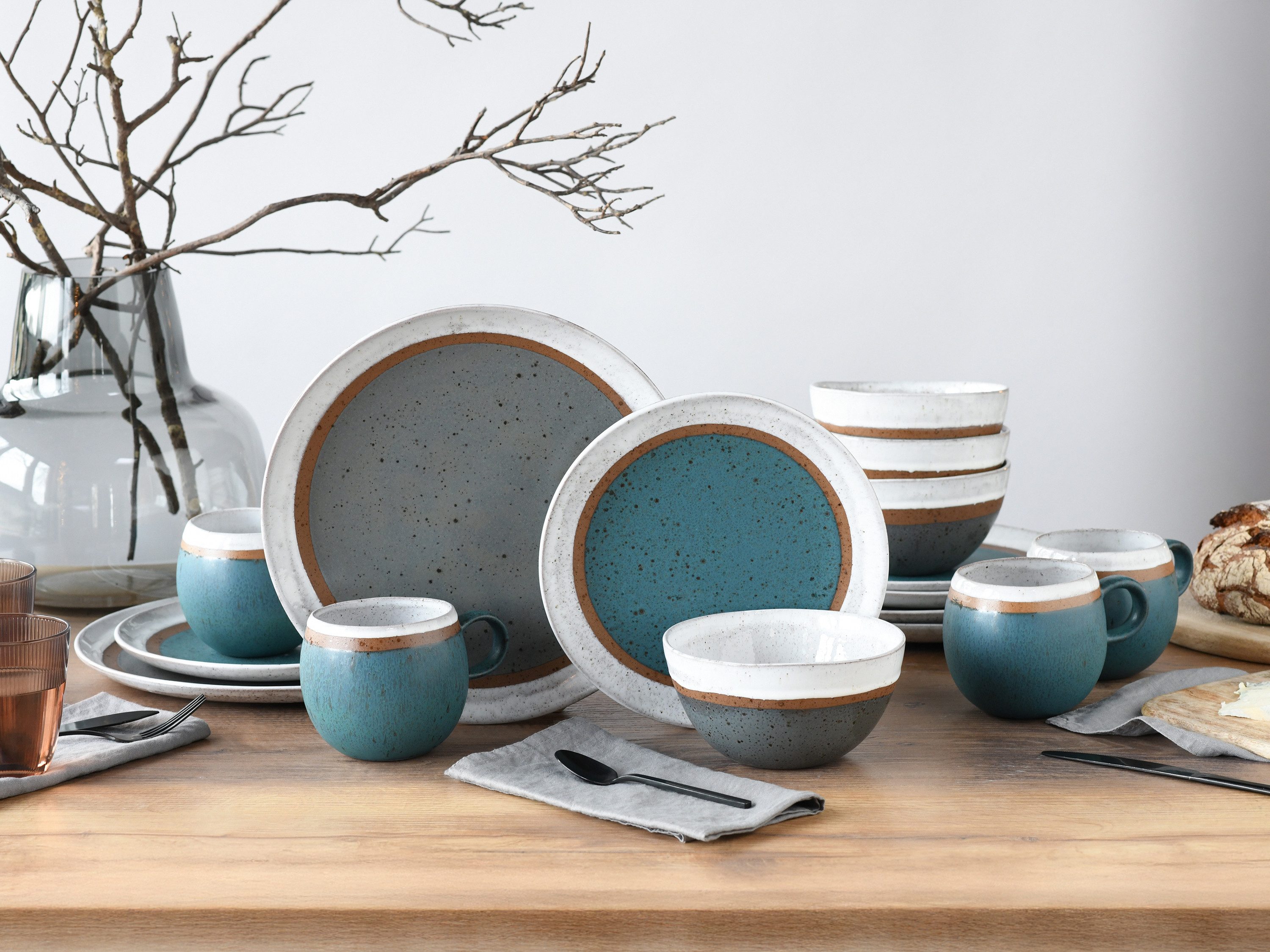 creaTable Kombiservice Fjord Bunt (16-tlg), 4 Personen, Steinzeug – Bild 2 von 5