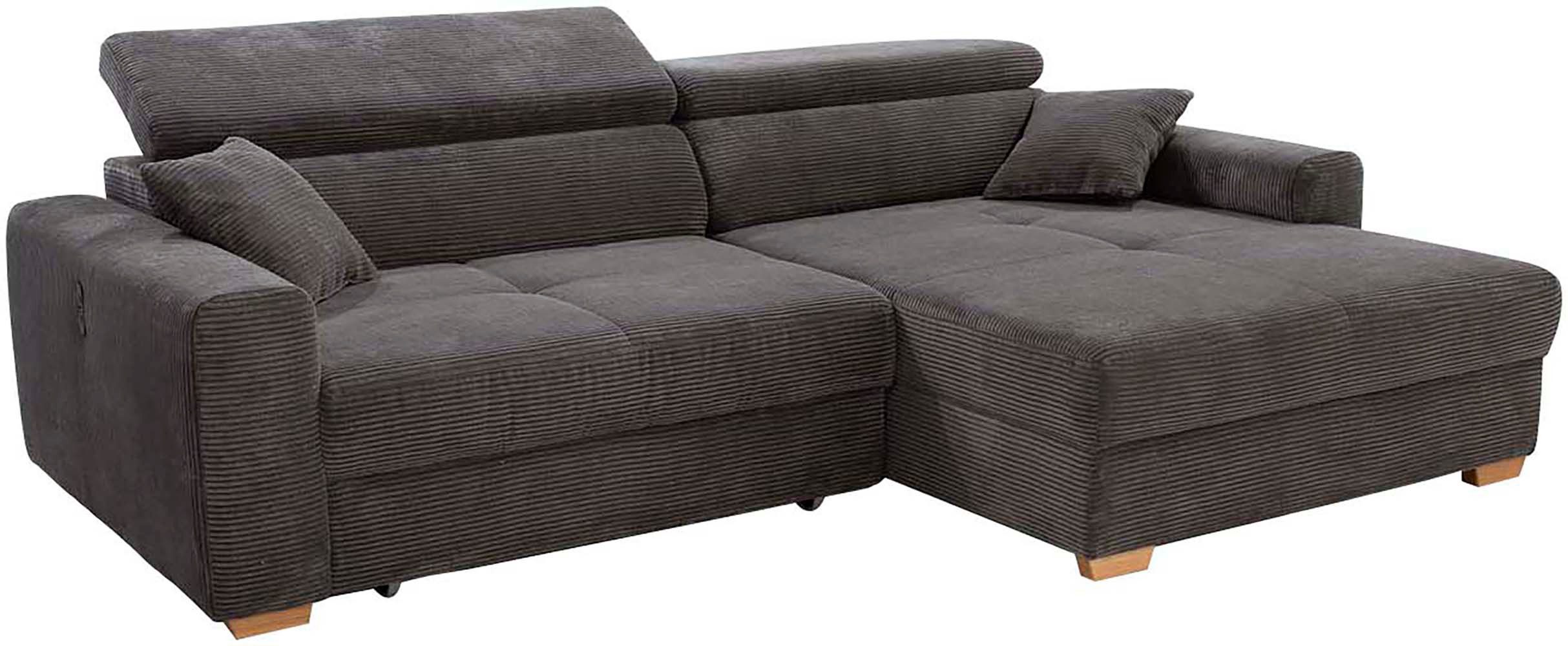 Jockenhöfer Gruppe Ecksofa Slider L-Form, B: 277 cm, mit 60 cm elektr. Sitztiefenverstellung, 140kg Belastbarkeit, USB-Anschluss, Kopfteilverstellung & Zierkissen