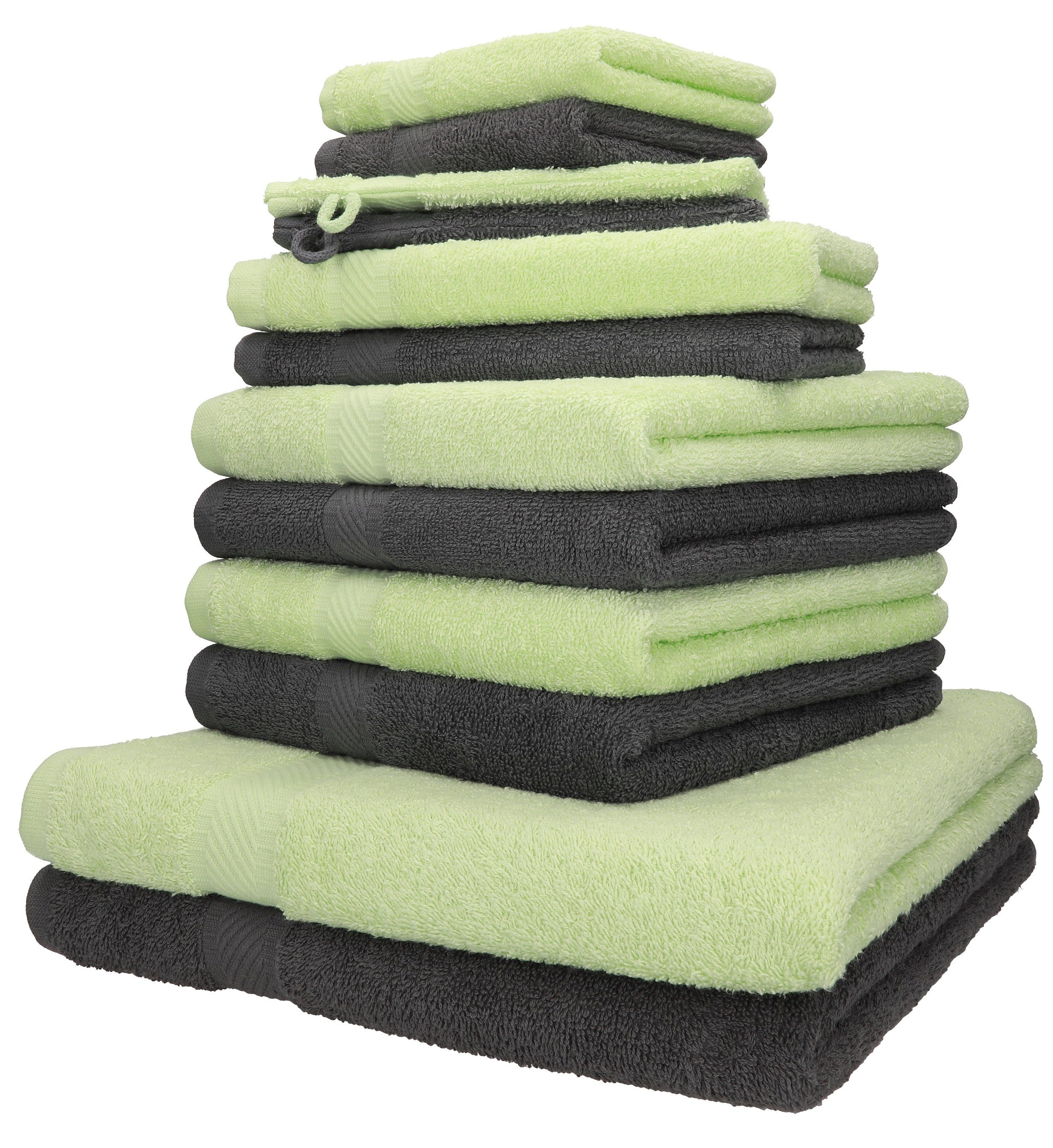 Gästetücher Seiftücher Baumwolle (12-tlg) Baumwolle, 2 Liegetücher anthrazit, 100% Handtuch Waschhandschuhe Handtücher Handtuch-Set grün 100% Farbe 2 und Palermo 2 2 4 12-TLG. Betz Set