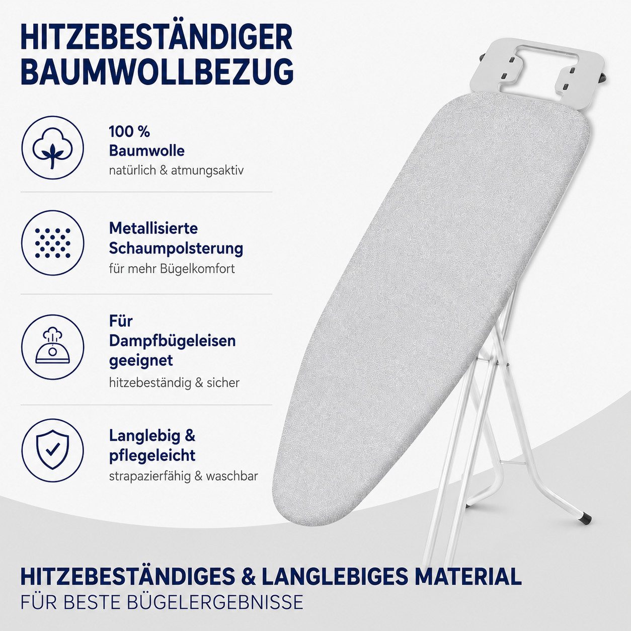 STAHLMANN COMMERCE GmbH Bügelbrett Bügelbrett [110 × 32 cm] 4-fach höhenverstellbar Made in EU, Bügelfläche 110x32 cm, 110 × 32 cm · 4-fach höhenverstellbar · M – Bild 2 von 5