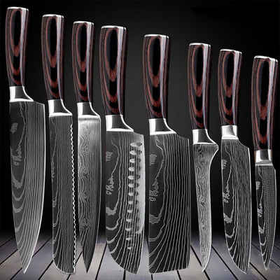 Muxel Kochmesser Profi Messer Set, Scharfe Kochmesser aus Edelstahl im Damast Stil