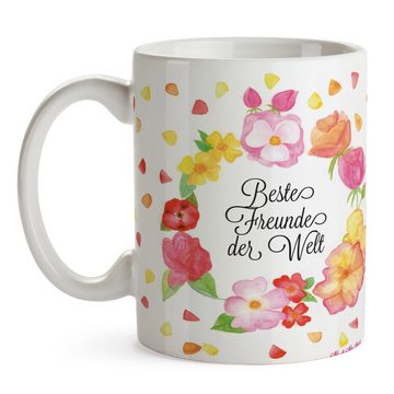 Mr. & Mrs. Panda Tasse Freunde - Geschenk, Blumen Liebe Flower, Clique, Teebecher, Teetasse, Keramik