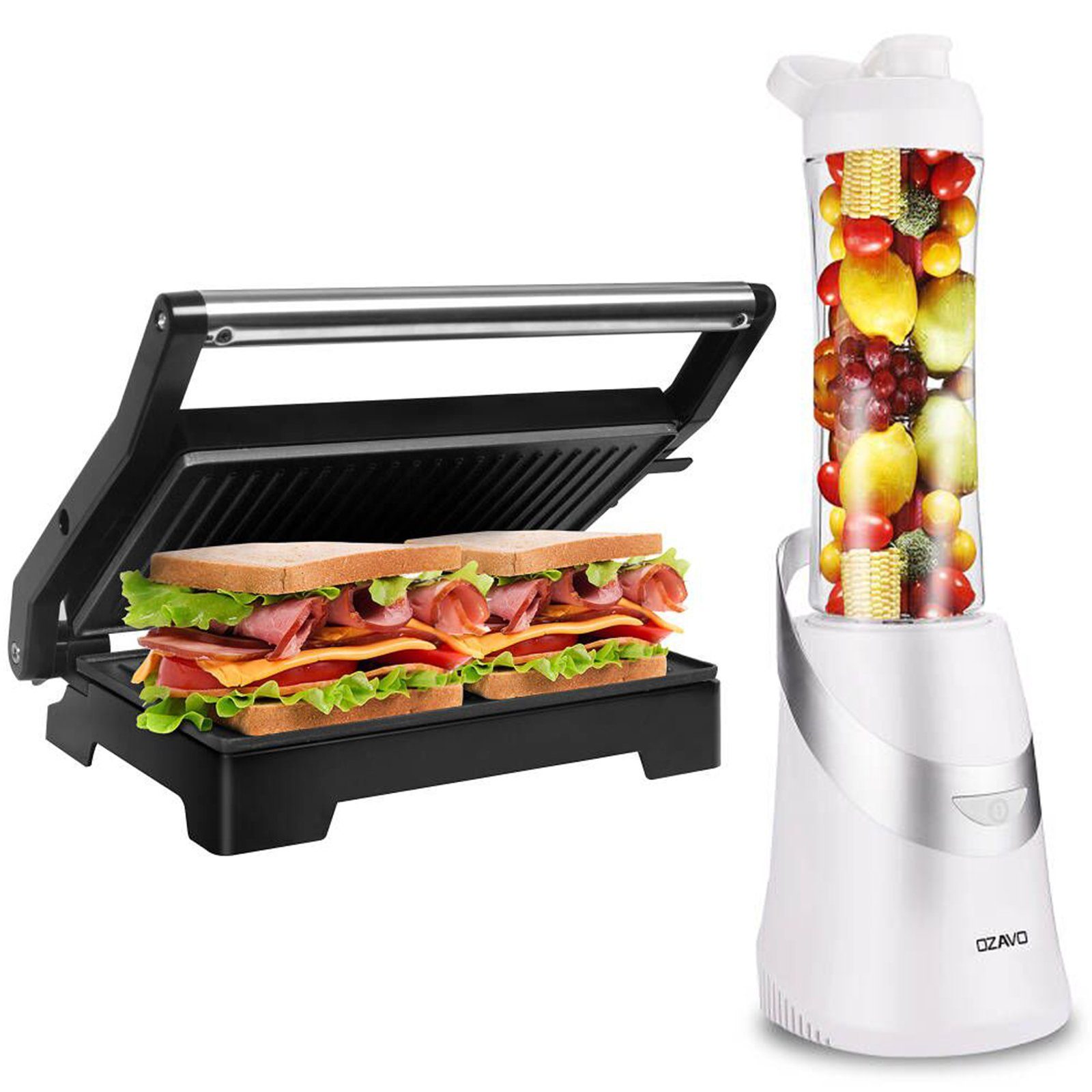 Gotoll Küchenorganizer-Set OZ111+ GLHS152D, (2-tlg), Kontaktgrill Tischgrill Panini Maker 1000W Paninigrill