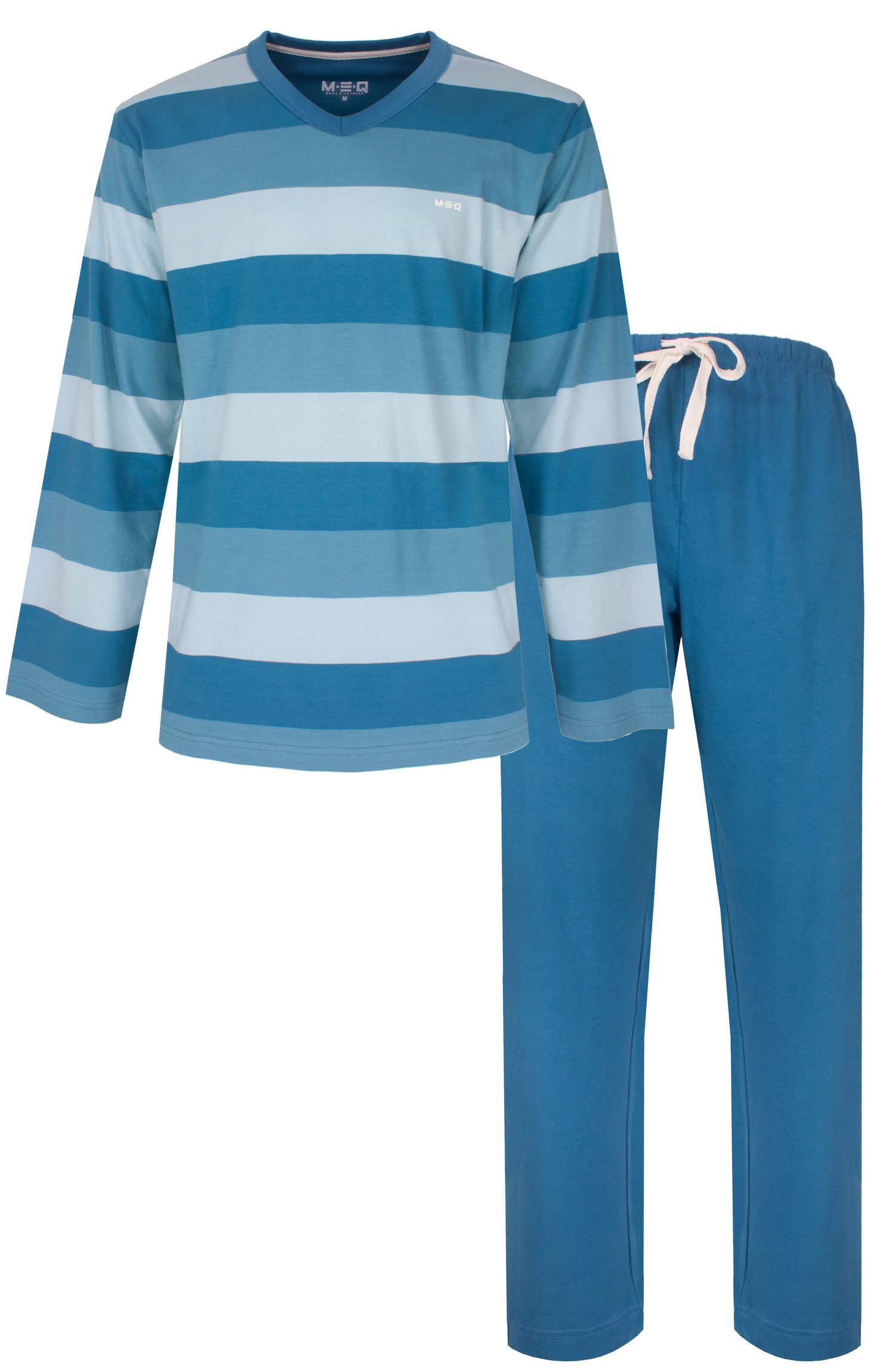M.E.Q. Schlafanzug Modischer Herren Pyjama lang (2 tlg) Baumwolle