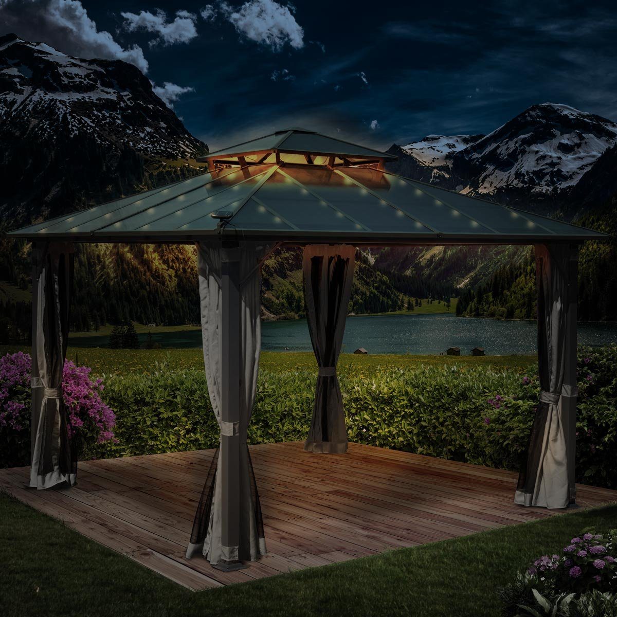 BRAST Pavillon Aluminium Pagode 3,5x3,5m viele Modelle & Farben, inkl