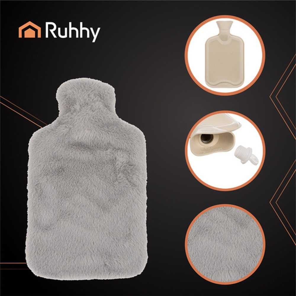 Ruhhy Wärmflasche Gummi-Wärmflasche 1,8 L, (Spar-Set, Plüschhase), Hautfreundliches Material ermöglicht angenehmen Kontakt
