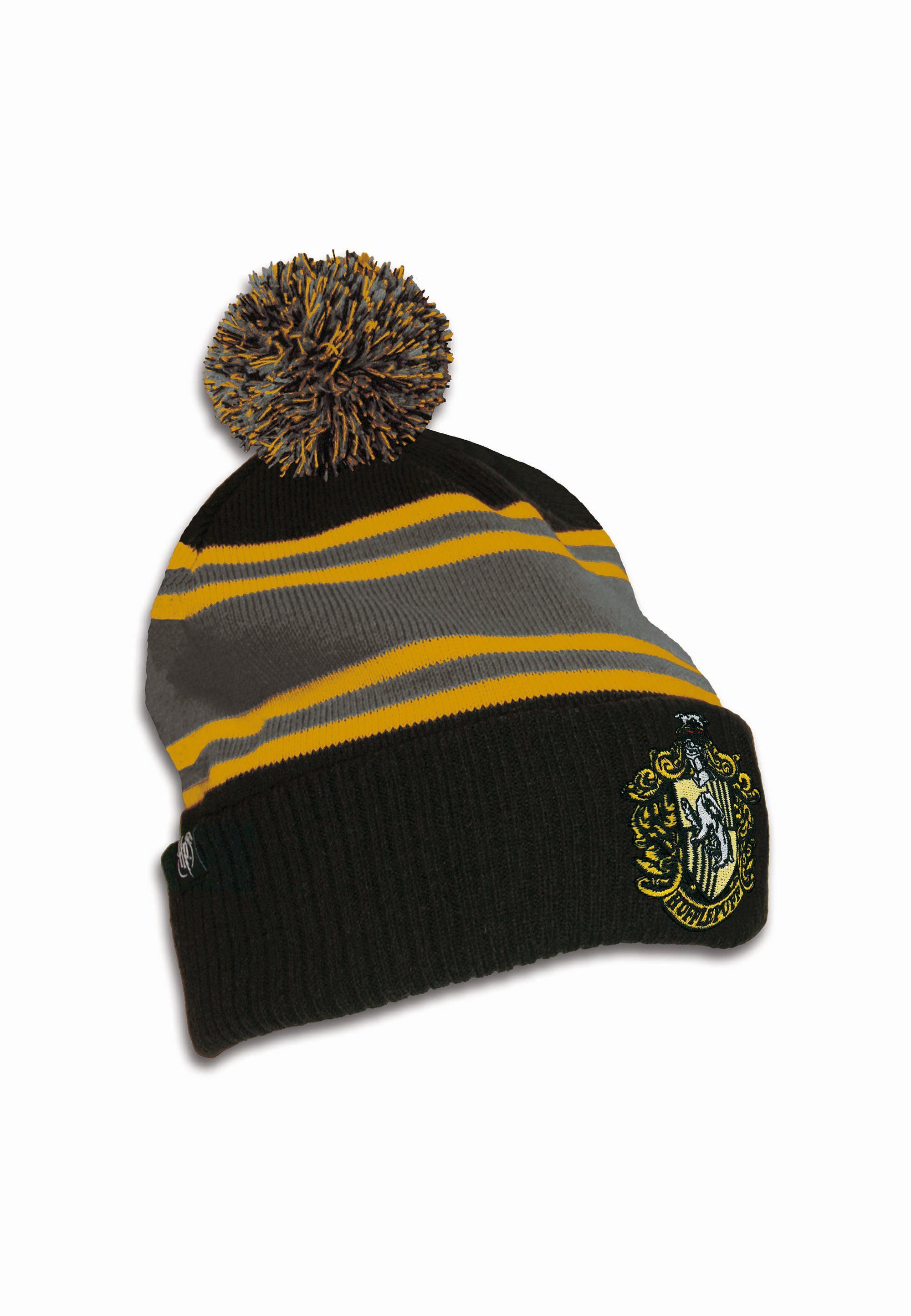 Hufflepuff Stickerei Harry Potter mit Strickmütze lizenzierter LOGOSHIRT -